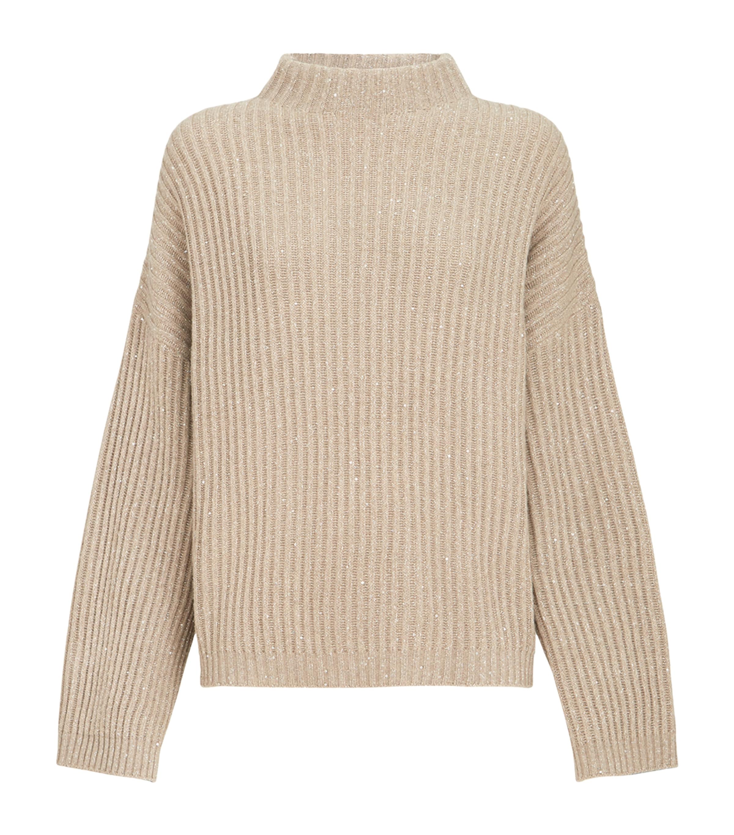 Brunello Cucinelli Womens Sparkling Rollneck Sweater Noce