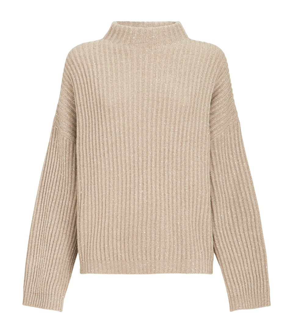Brunello Cucinelli Womens Sparkling Rollneck Sweater Noce