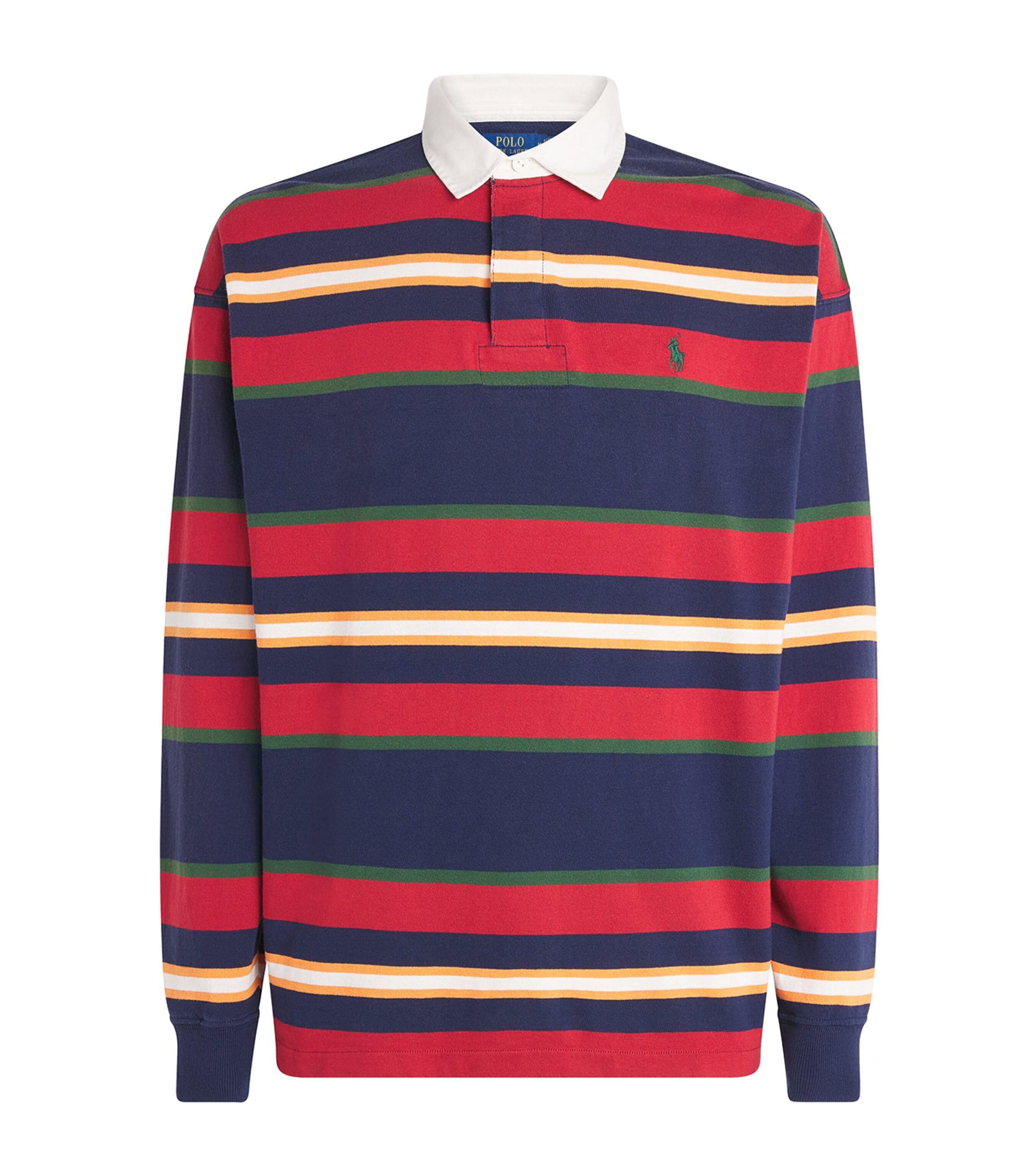 Polo Ralph Lauren Mens Cotton Stripe Rugby Shirt Newport Navy Multi