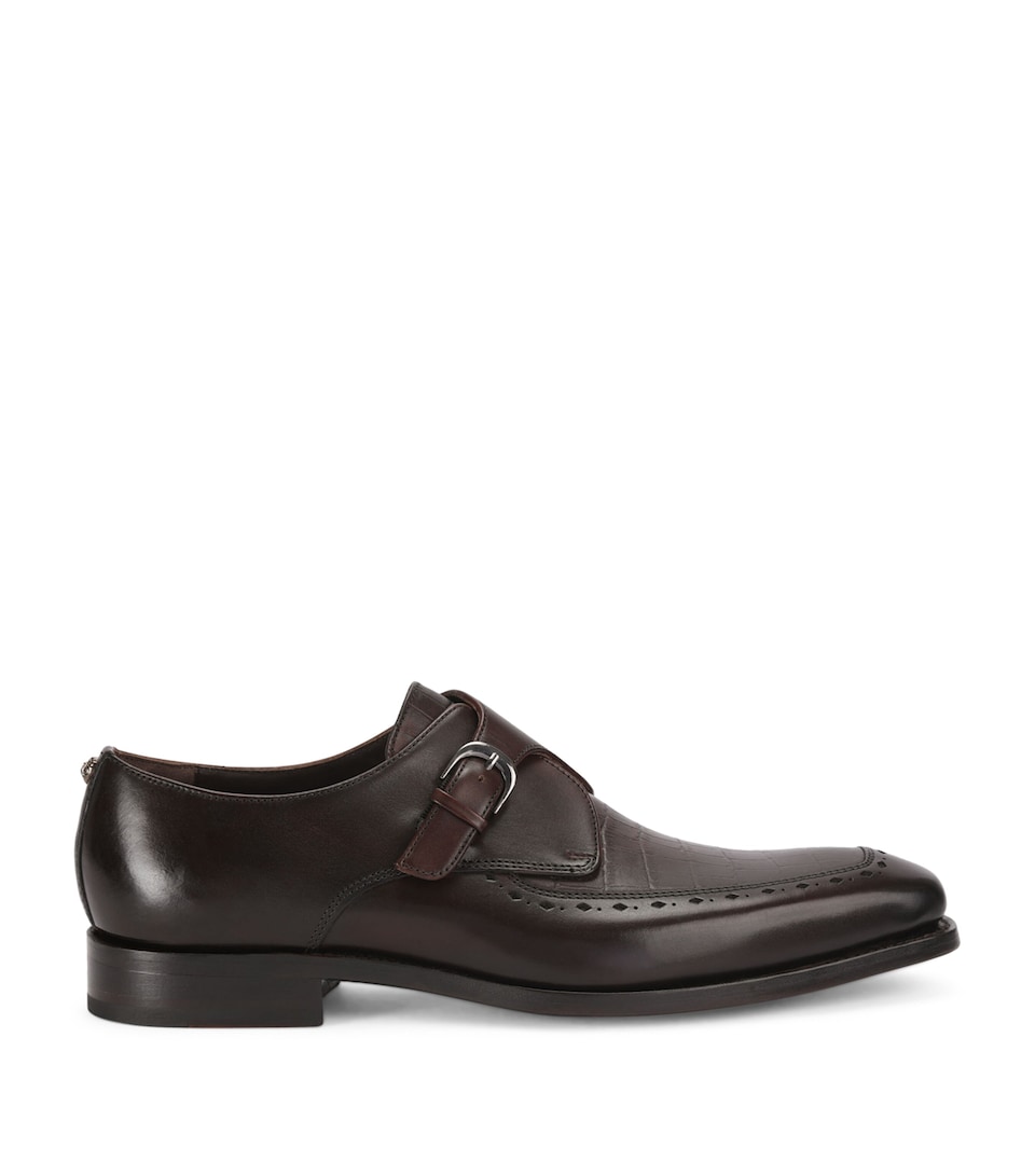 Kurt Geiger London Leather Beaumont Monk Shoes Brown