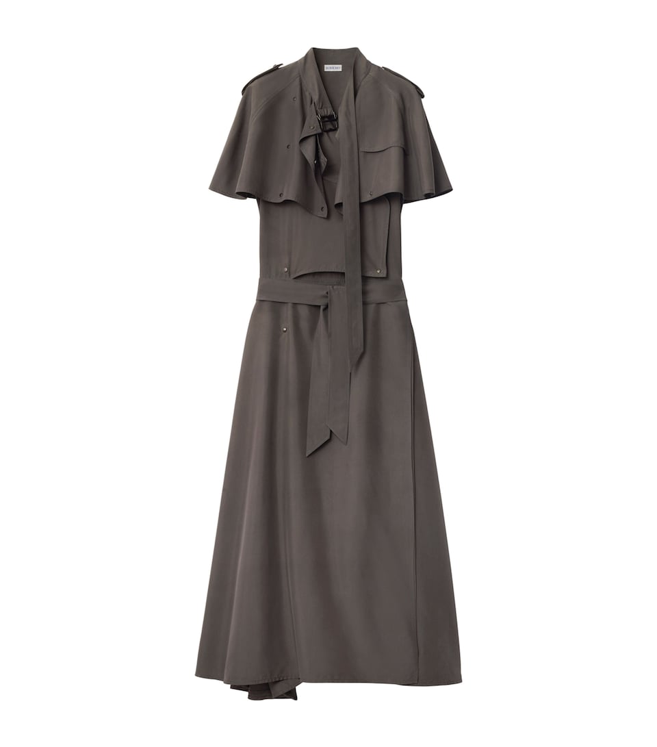 Silk Trench Midi Dress
