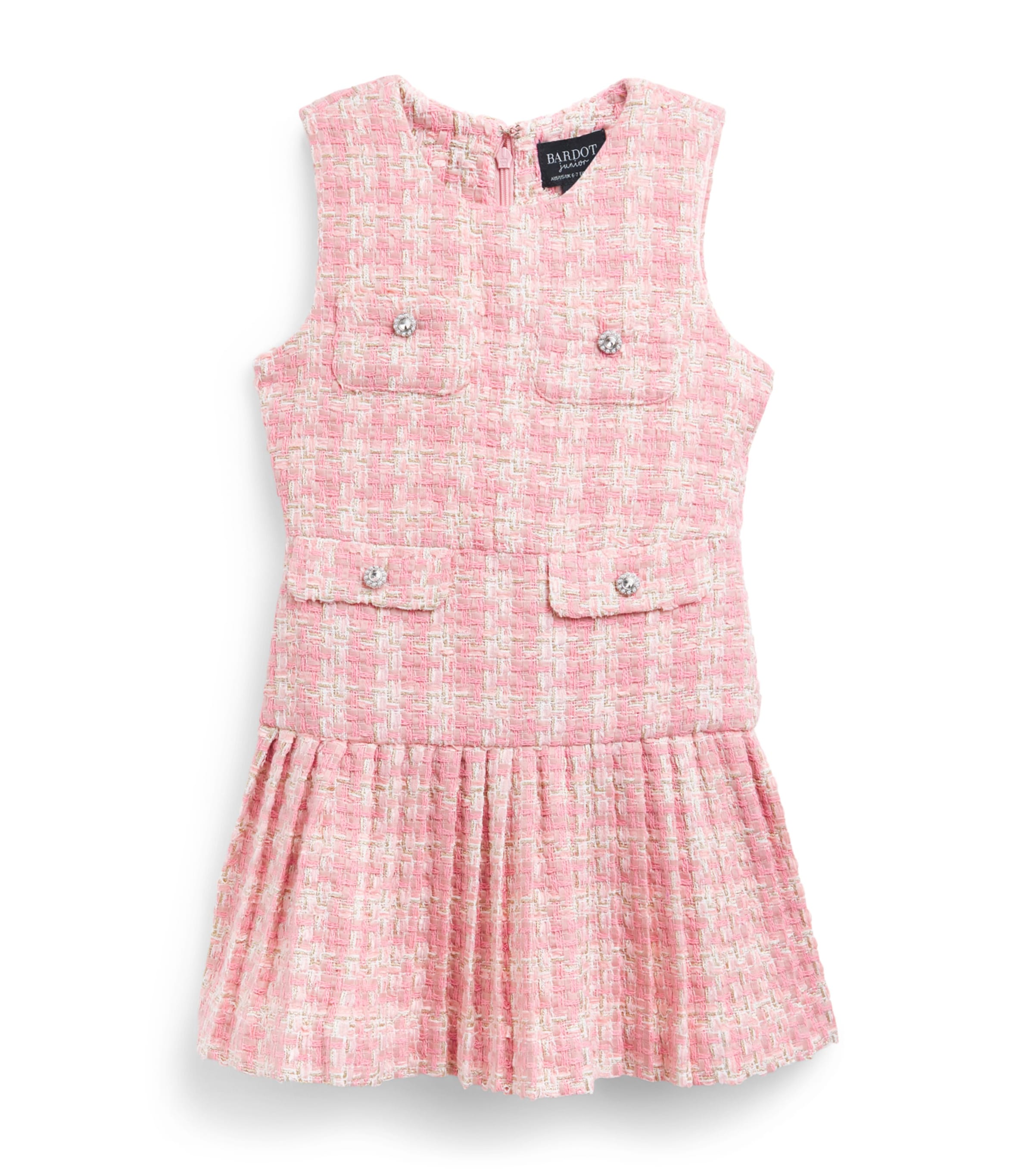 Bardot Junior Tweed Riley Dress (4-14 Years) Soft Pink
