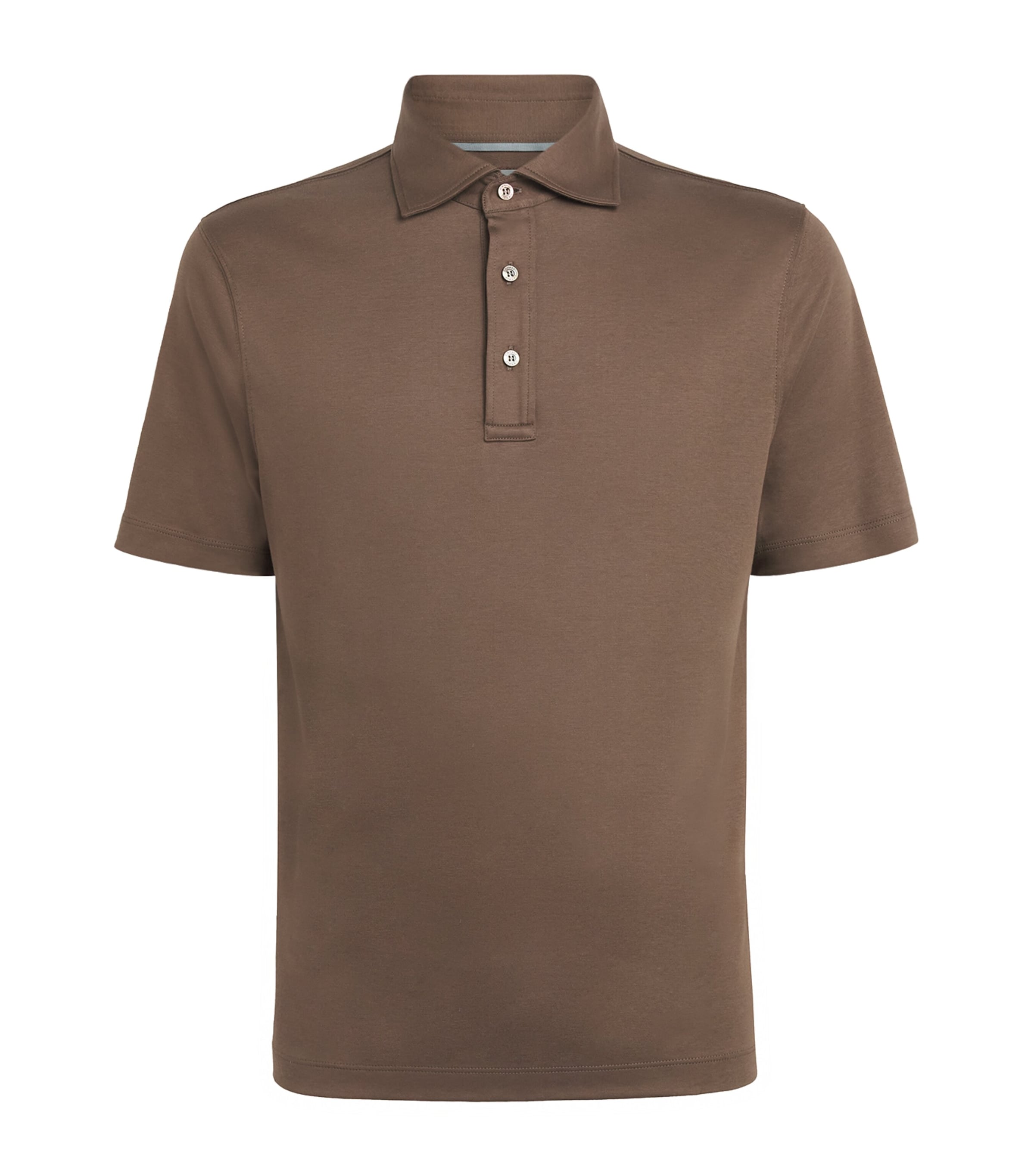 Canali Mens Cotton Polo Shirt Brown