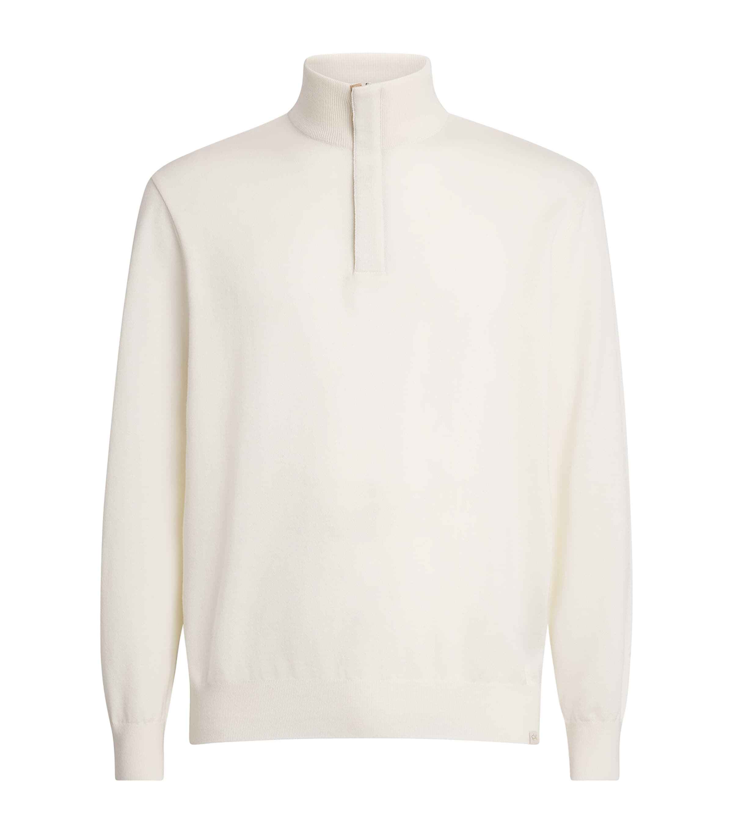 Paul & Shark Mens Virgin-Wool Half-Zip Sweater Bianco Neve