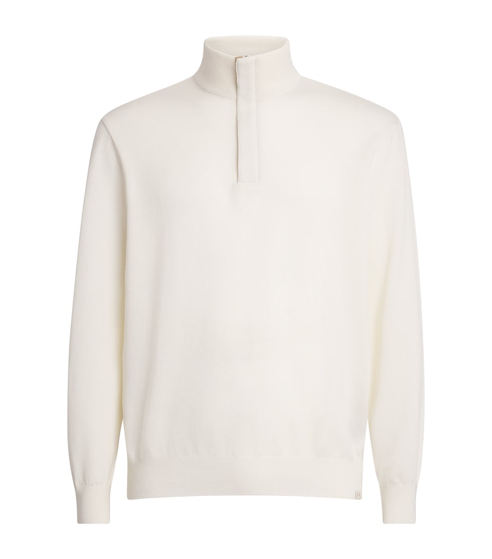 Paul & Shark Mens Virgin-Wool Half-Zip Sweater Bianco Neve
