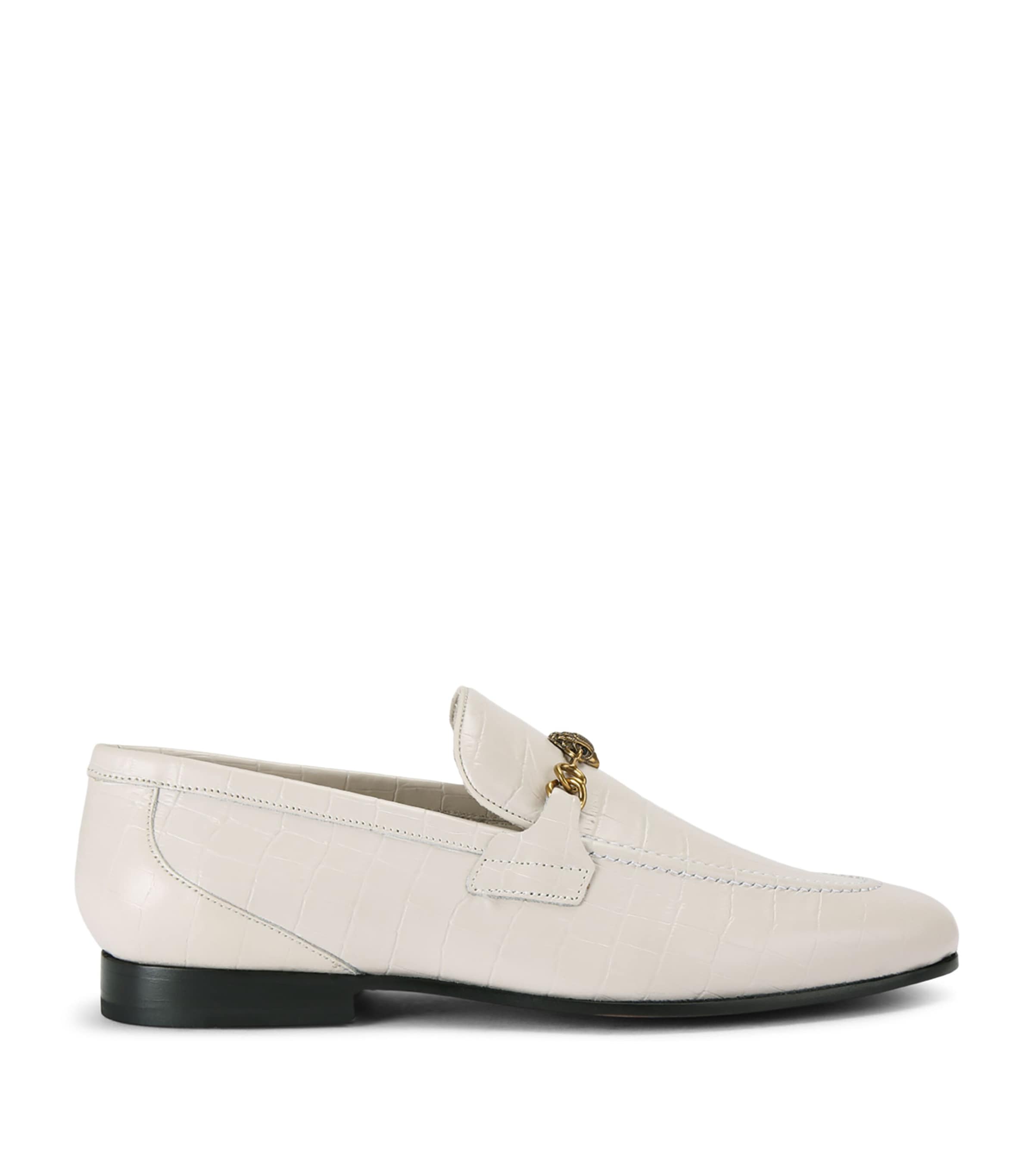 Kurt Geiger London Croc-Embossed Leather Alton Loafers Bone/comb