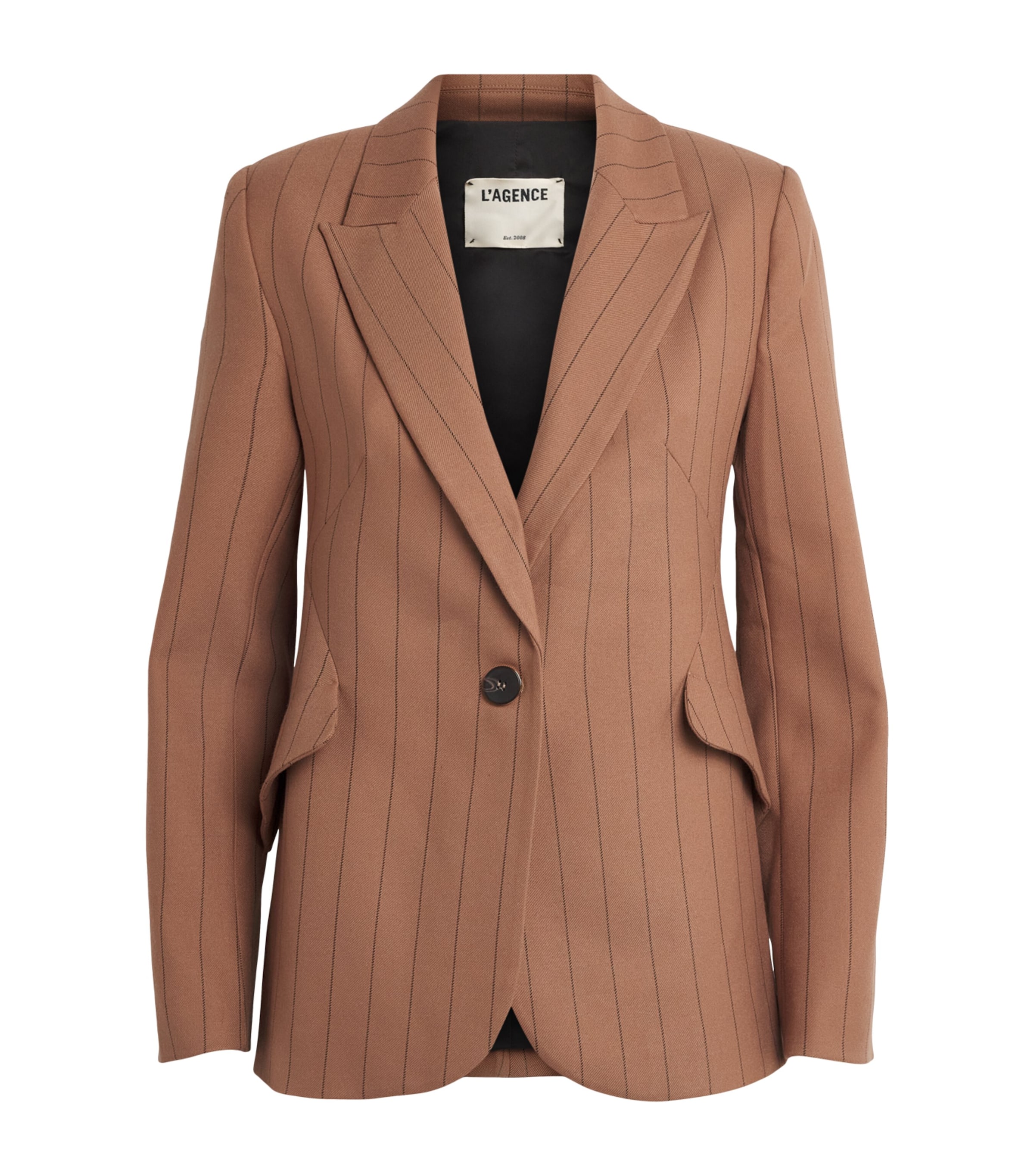 L'Agence Womens Pinstripe Chamberlain Blazer Mcha Tan/brwn Pnstrp