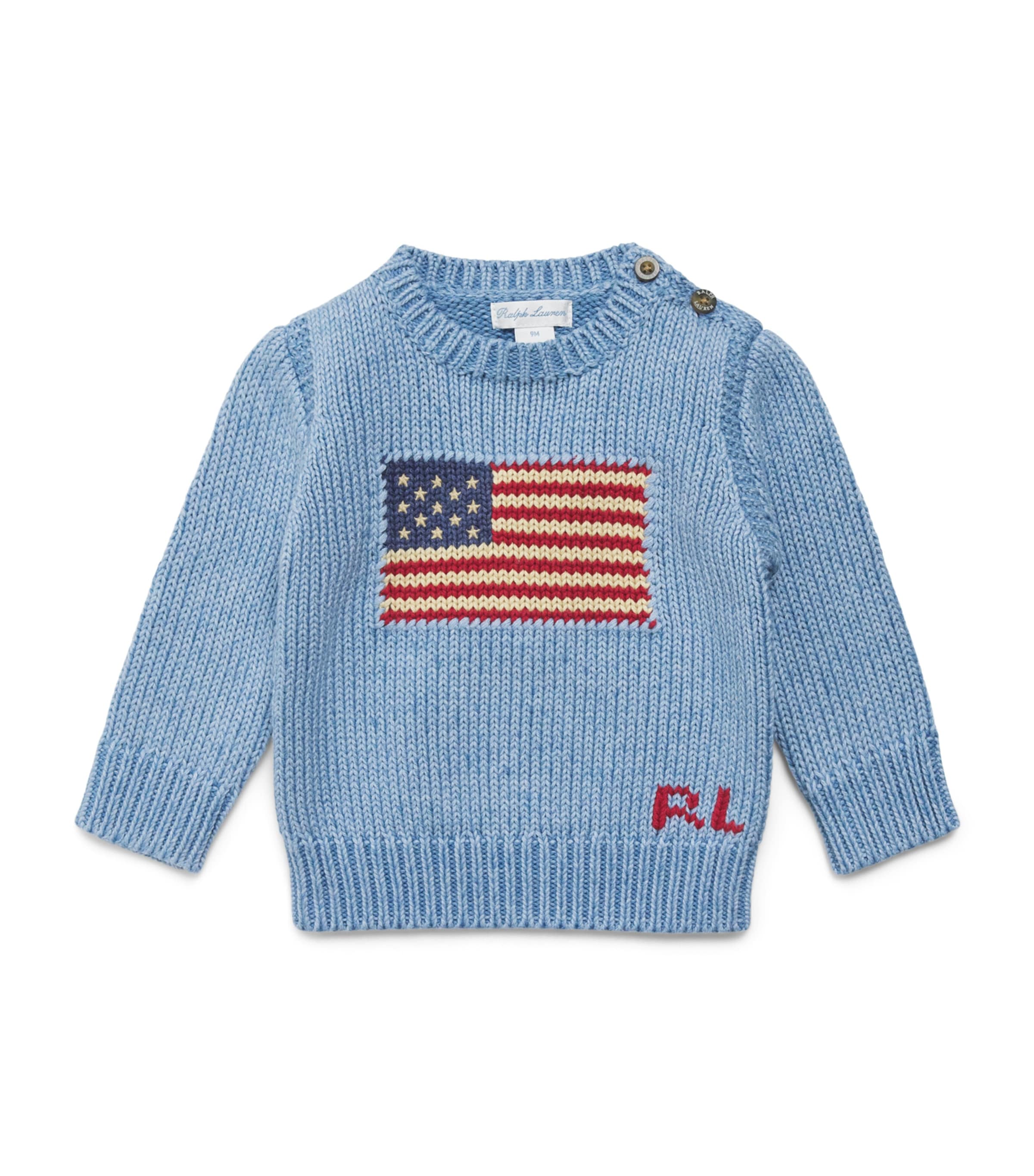 Ralph Lauren Kids American Flag Sweater (3-24 Months) Blue
