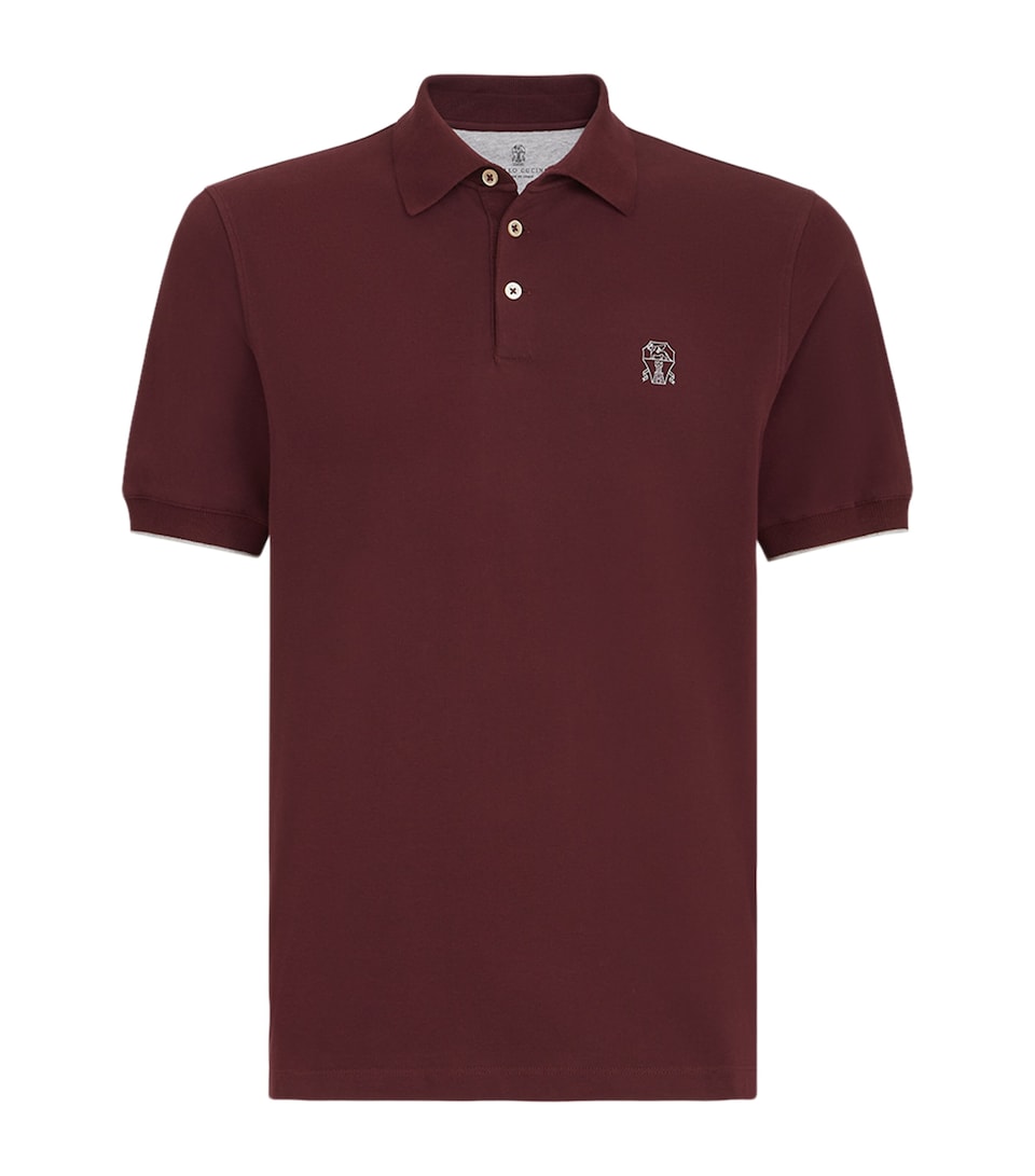 Brunello Cucinelli Mens Cotton Piqué Logo Polo Shirt