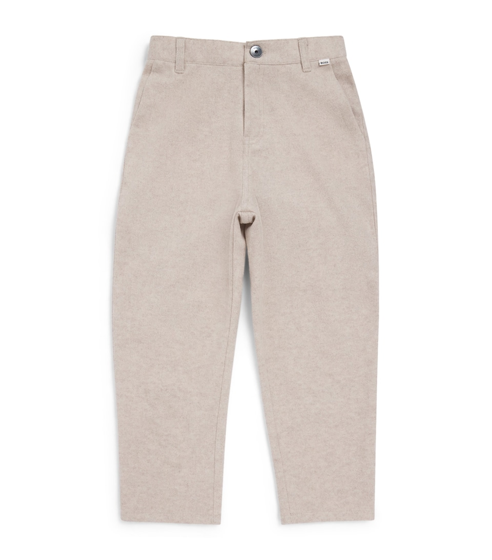 BOSS Kidswear Felt Trousers (4-16 Years) Off White Marl