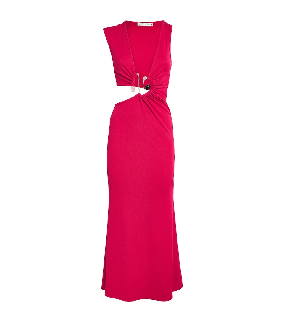 Spiral Crystal Cut-Out Maxi Dress