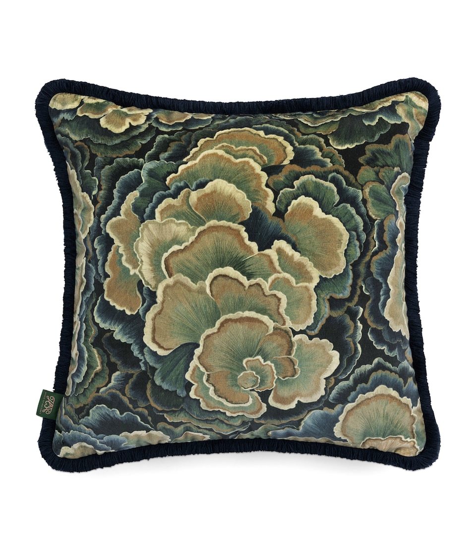 House Of Hackney Medium Velvet Trametes Fringed Cushion (45cm x 45cm) Carex