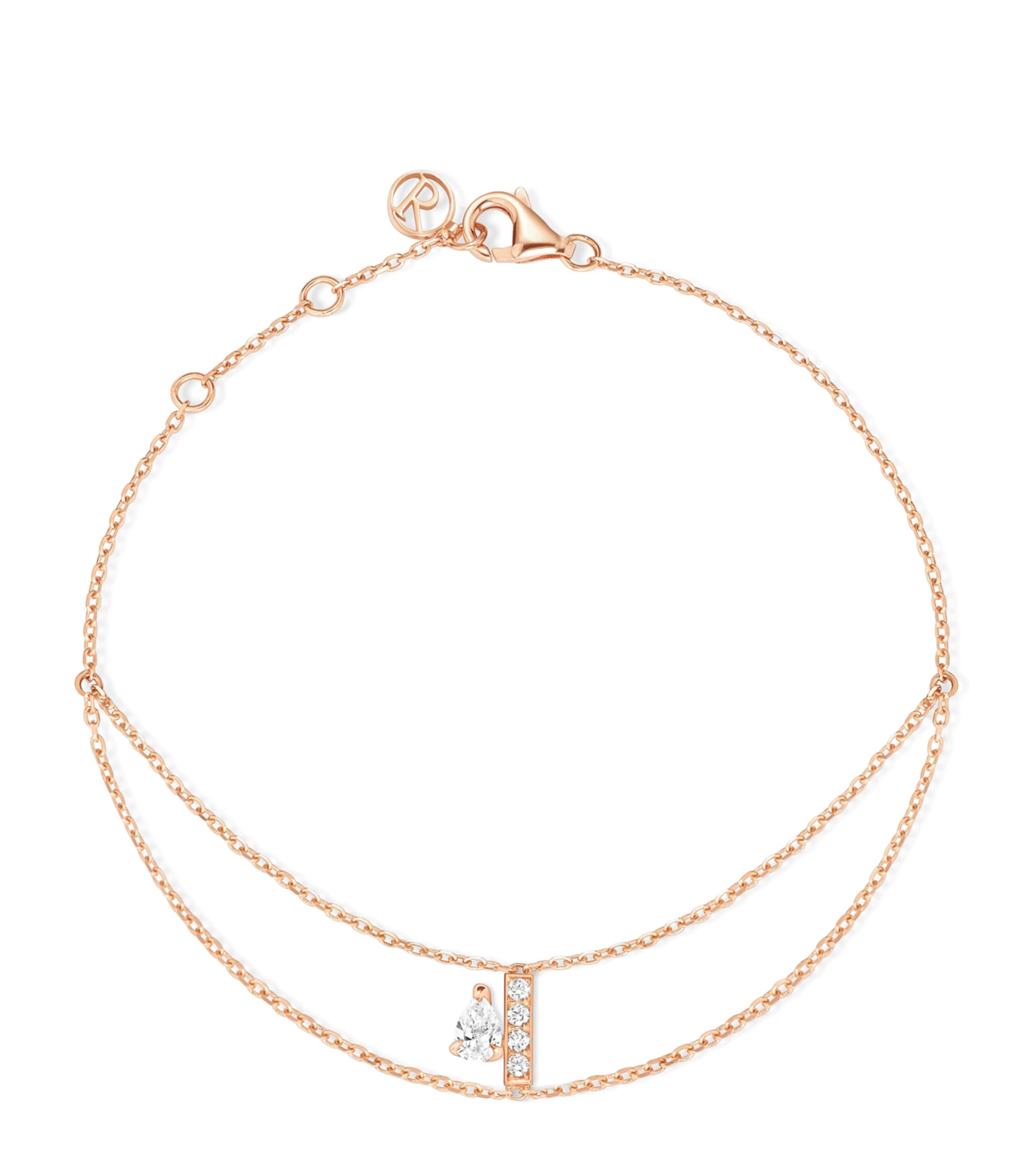 Repossi Rose Gold and Diamond Serti sur Vide Chain Bracelet Pink Gold