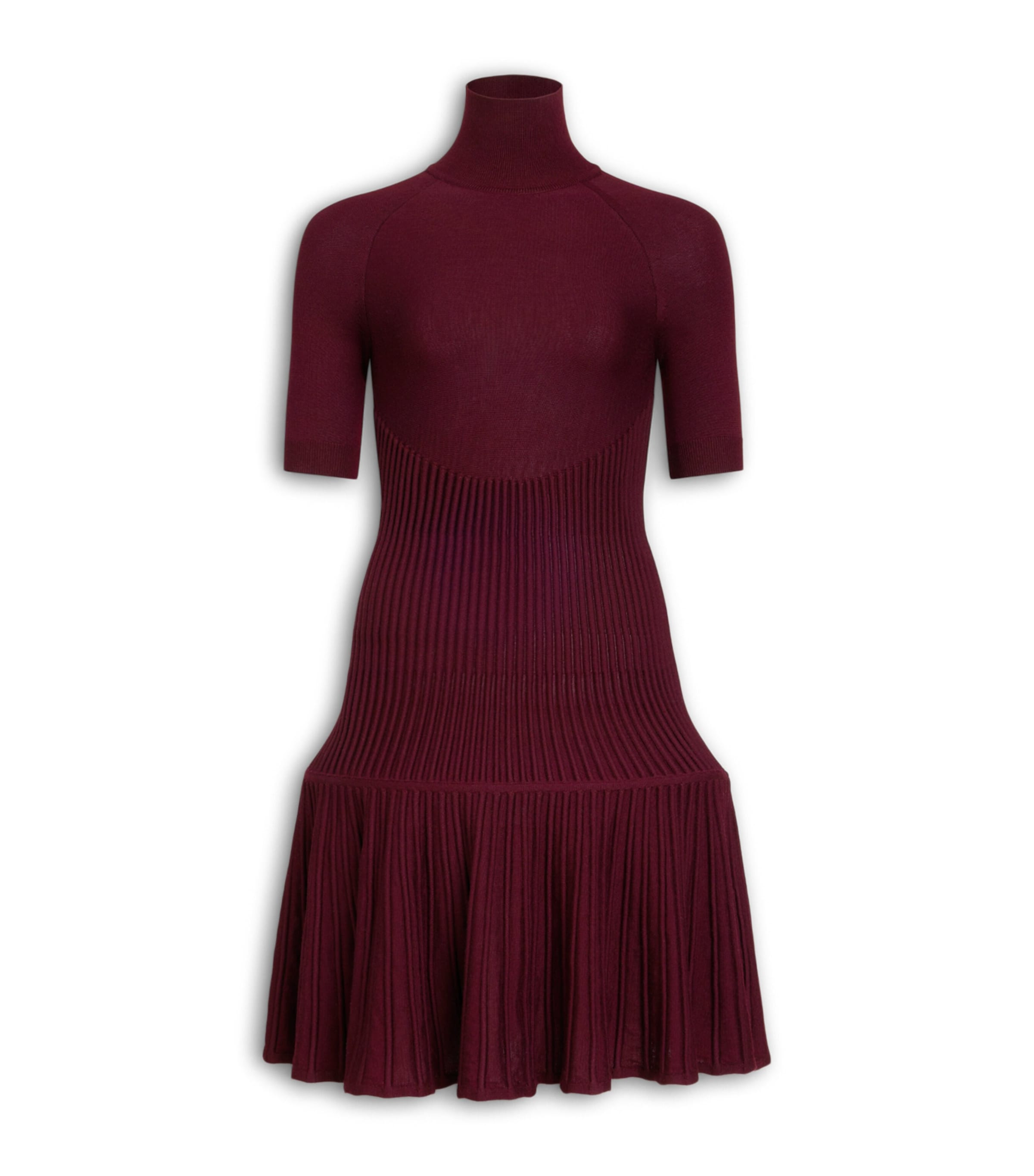 Alaïa Womens Wool-Blend Crinoline Mini Dress Burgundy
