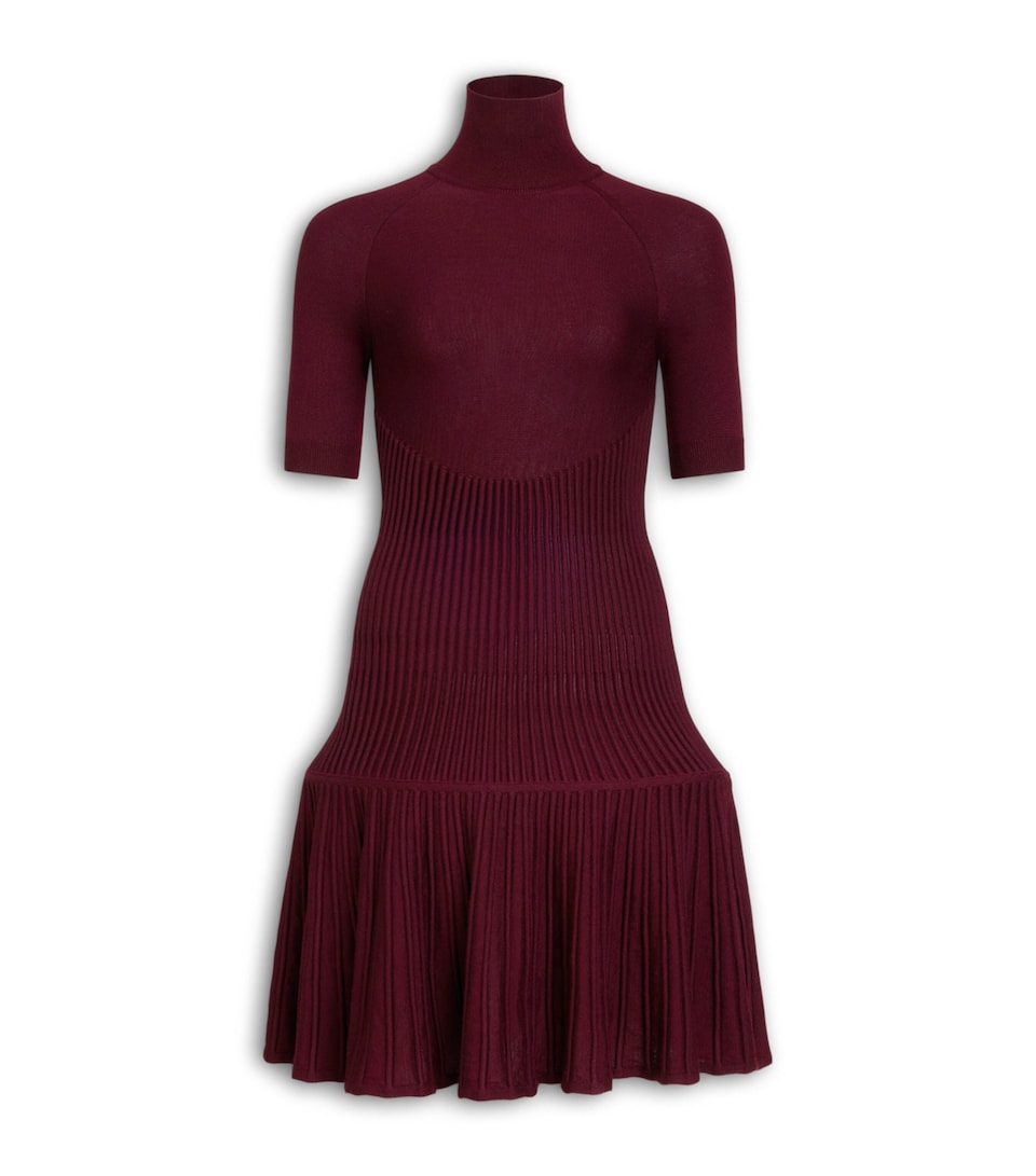 Alaïa Womens Wool-Blend Crinoline Mini Dress Burgundy