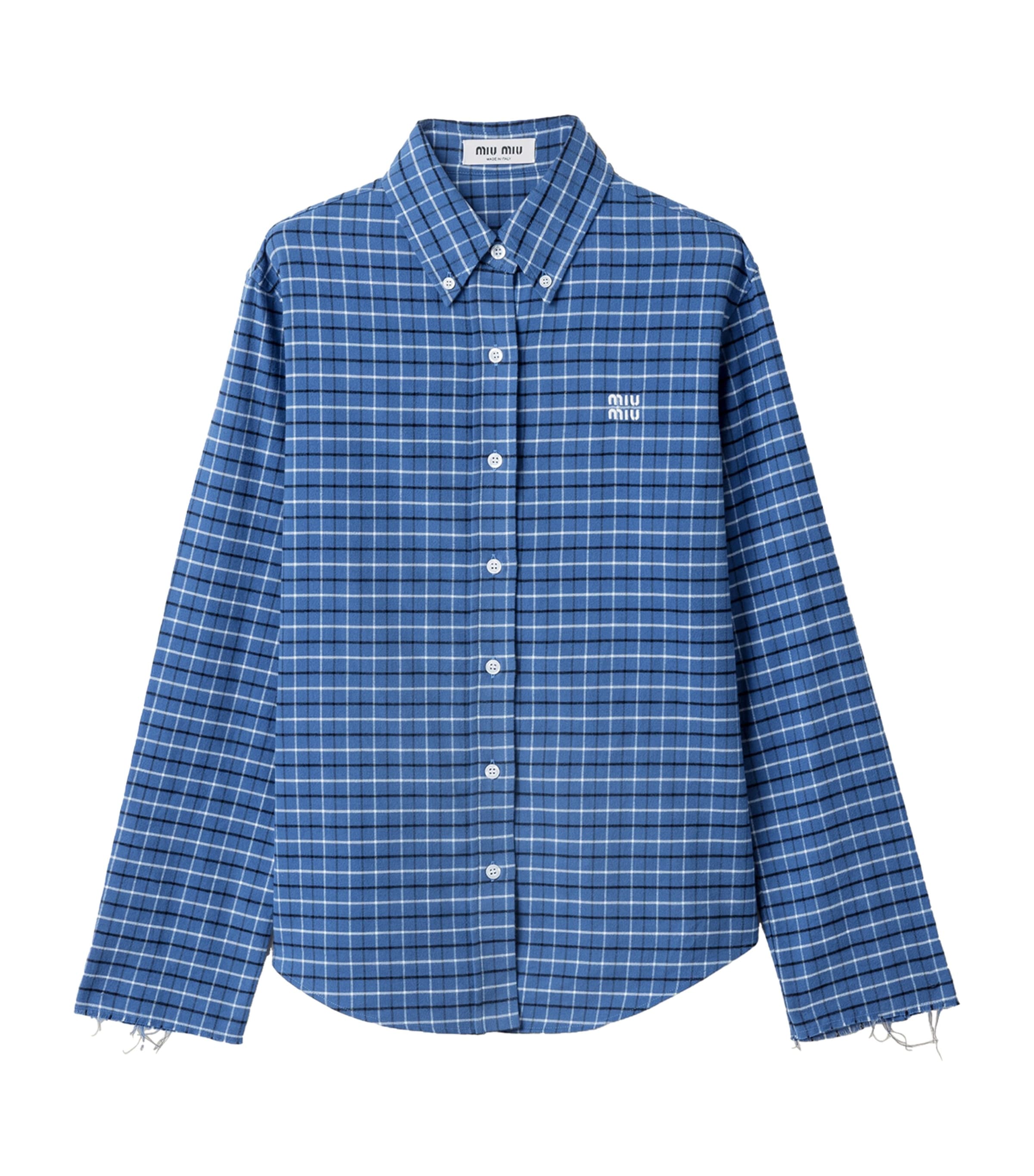 Miu Miu Womens Flannel Check Shirt Blue