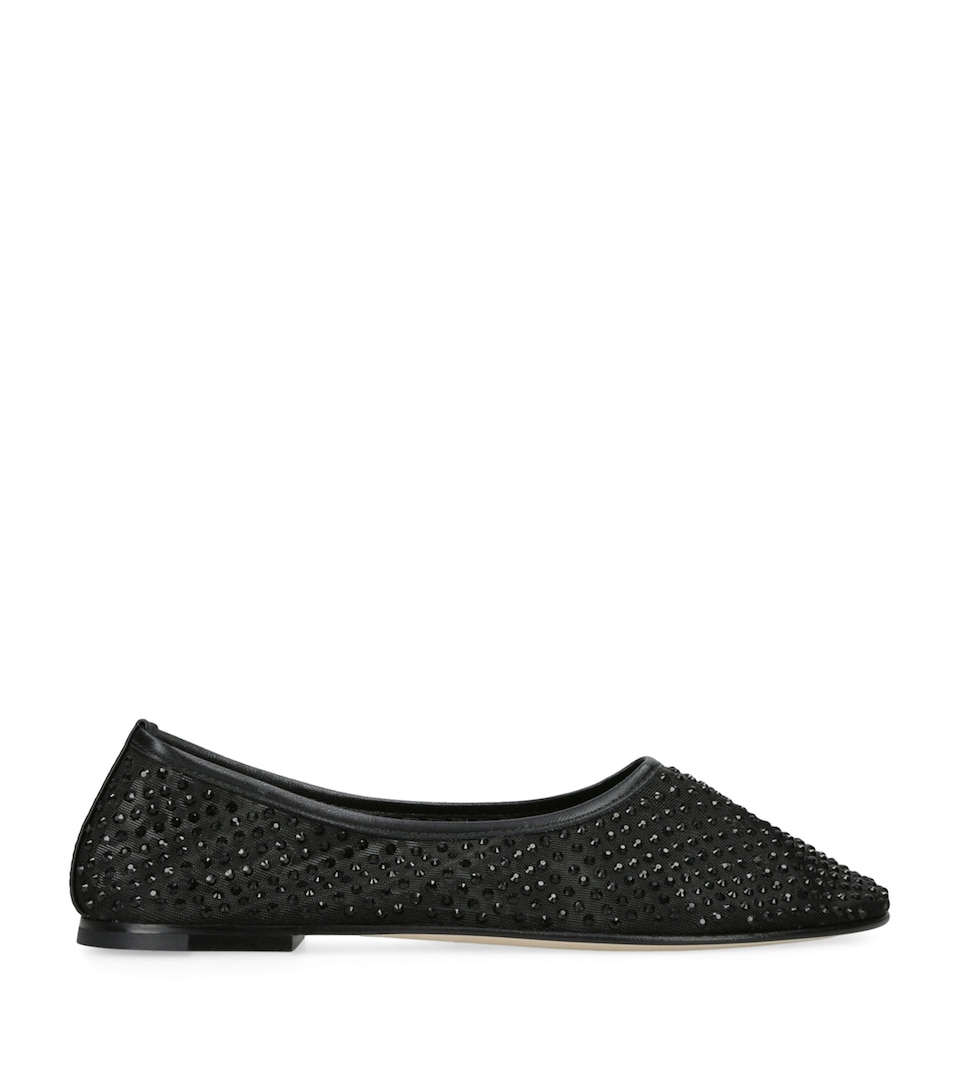 Crystal-Embellished Balla Mesh Ballet Flats