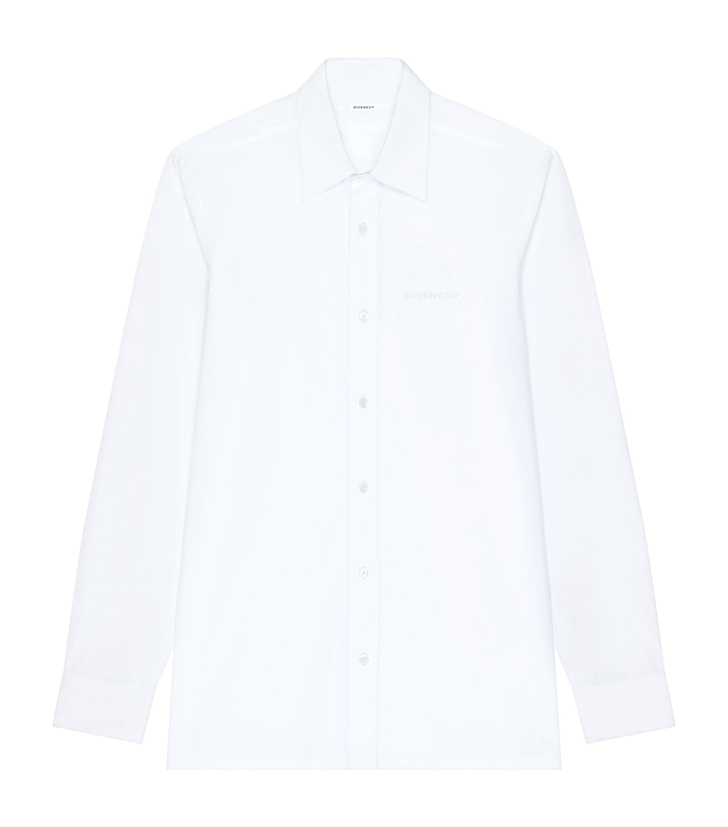 Givenchy Mens Cotton Logo Embroidery Shirt White