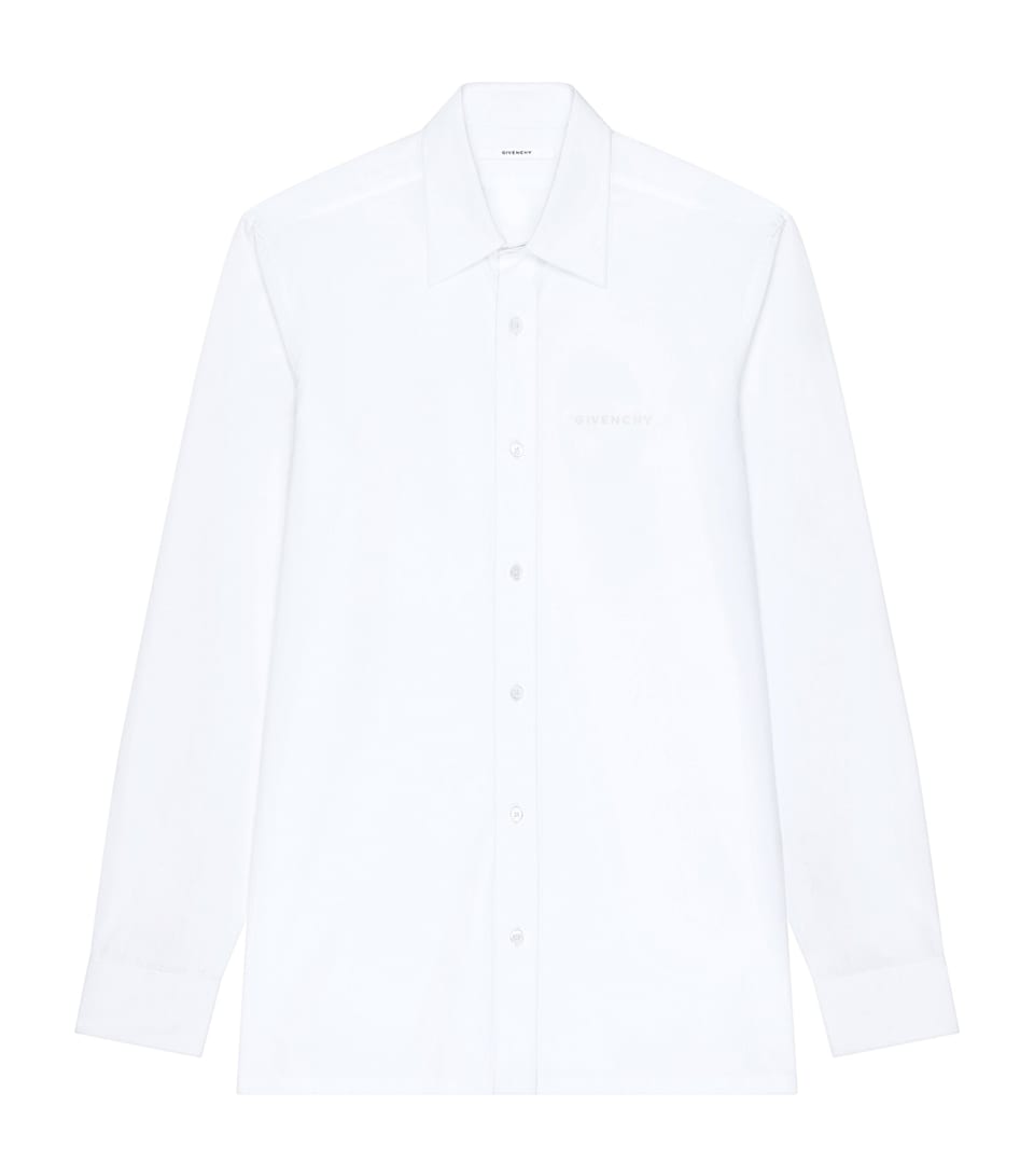 Givenchy Mens Cotton Logo Embroidery Shirt White