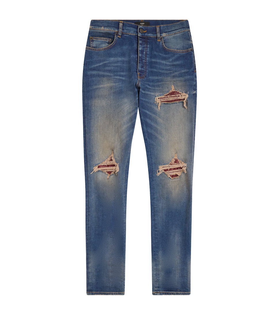 AMIRI Mens Distressed MX1 Straight Jeans Rich Indigo