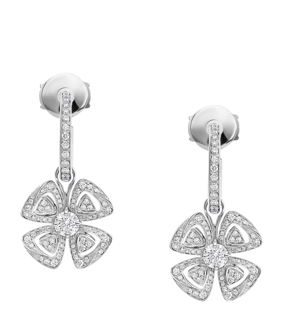 Bvlgari White Gold and Diamond Fiorever Hoop Earrings White Gold