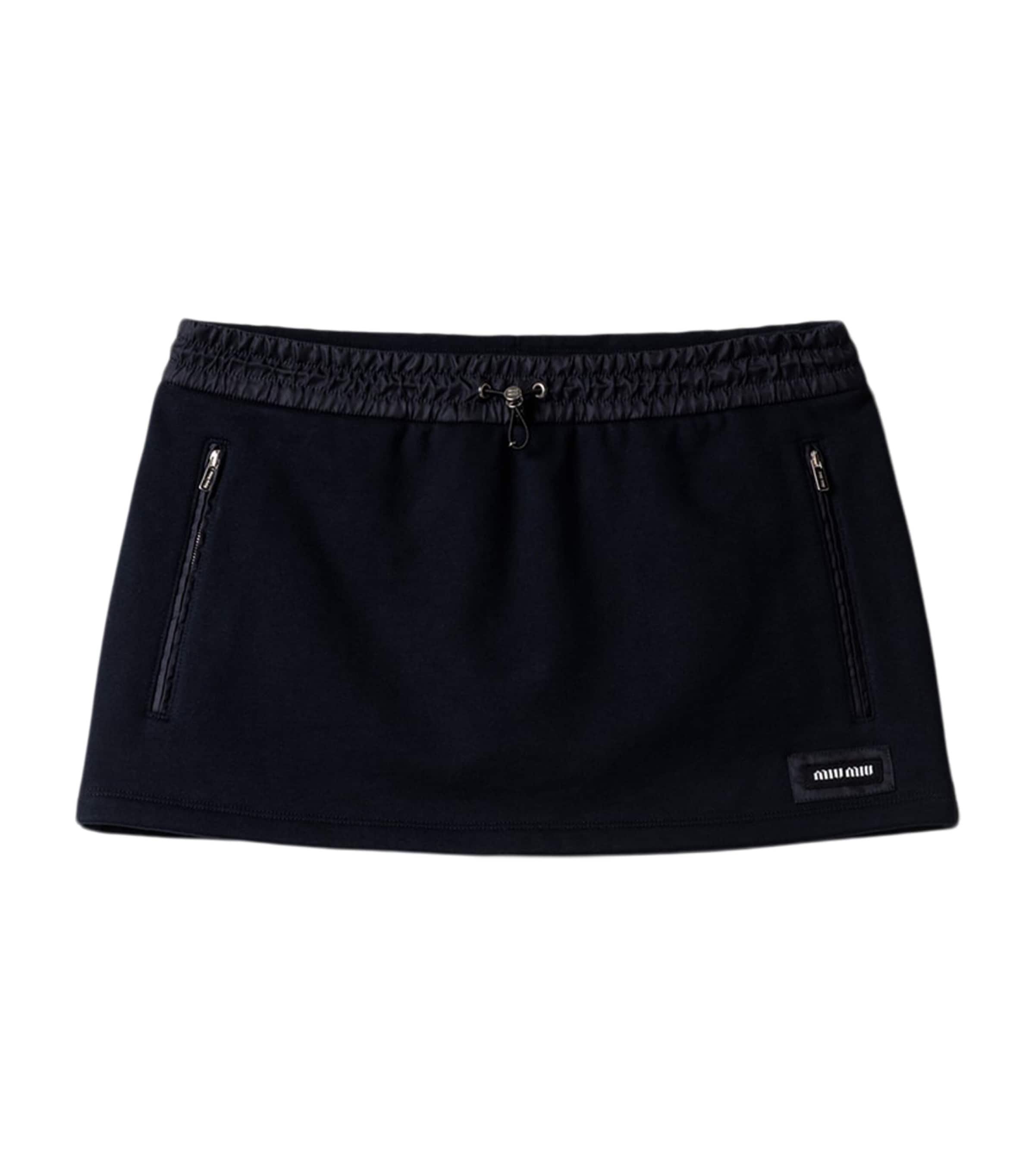 Miu Miu Womens Cotton Jersey Mini Skirt Blue