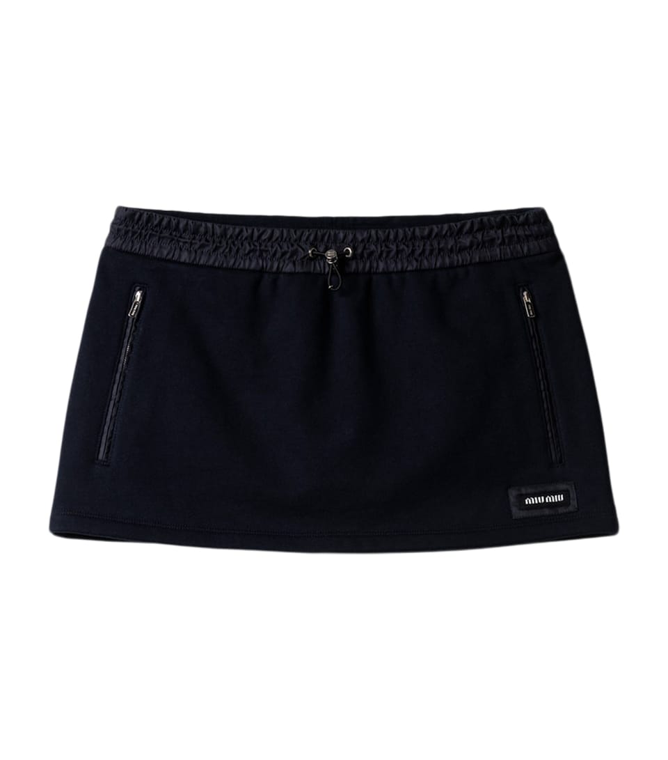 Miu Miu Womens Cotton Jersey Mini Skirt Blue