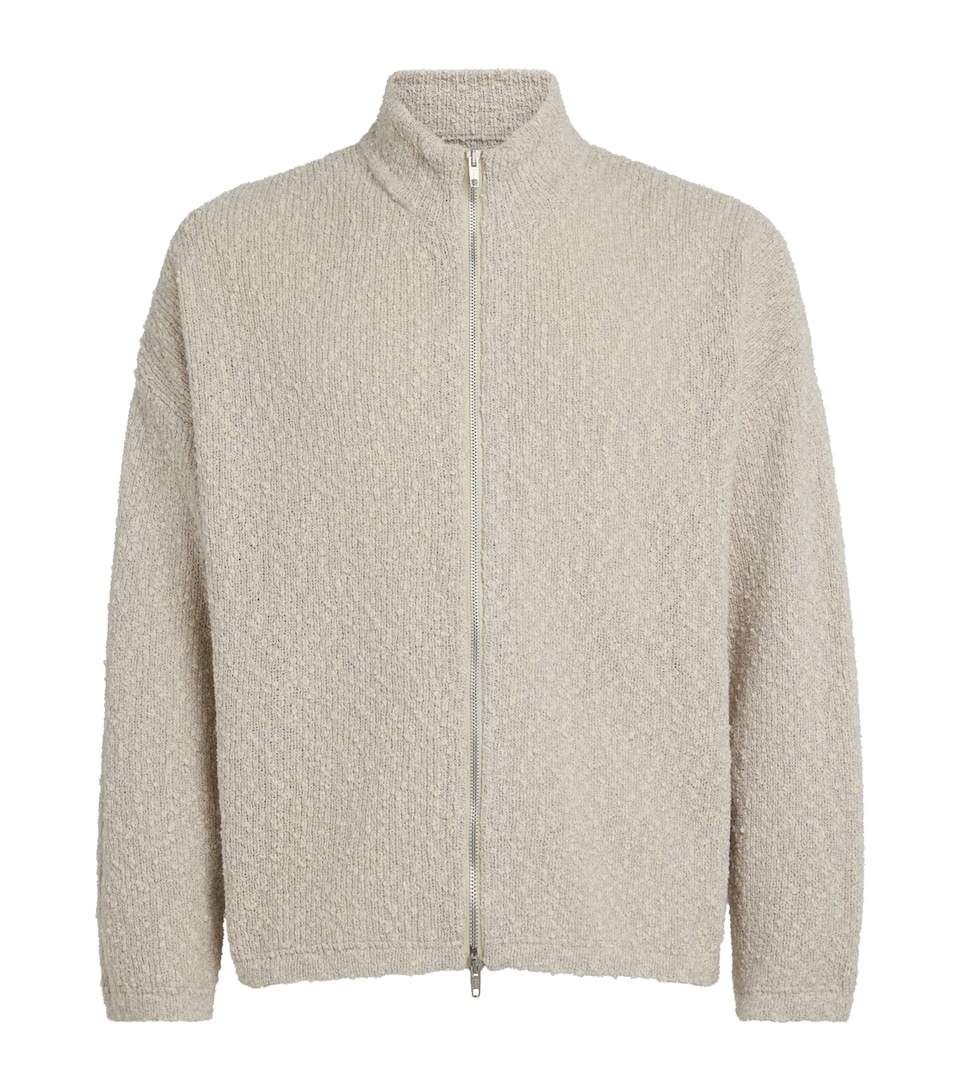 Picante Mens Boucle Hover Zip-Up Cardigan Grey