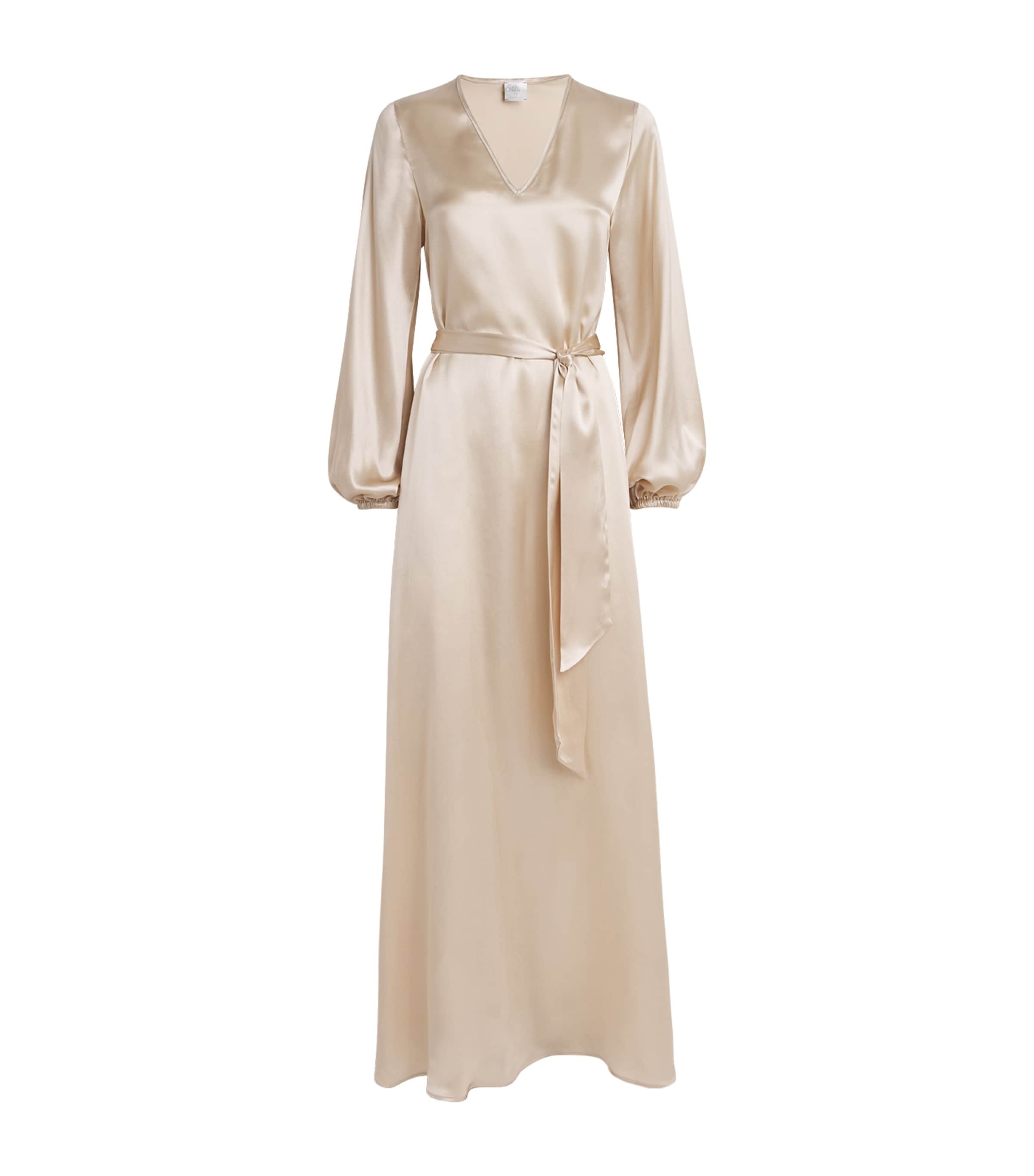 Silk Long-Sleeve Maxi Dress