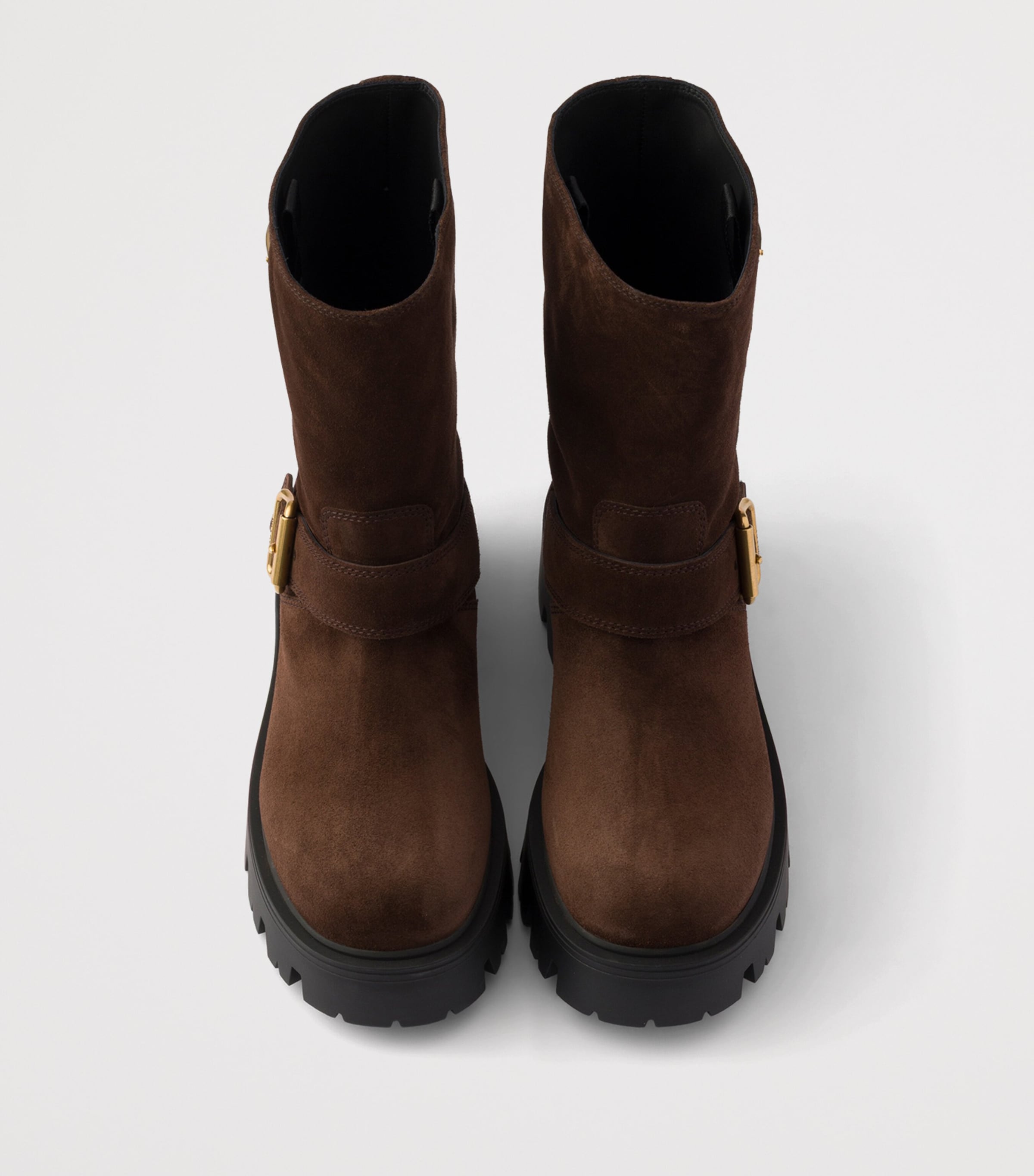 Prada Suede Biker Boots Brown