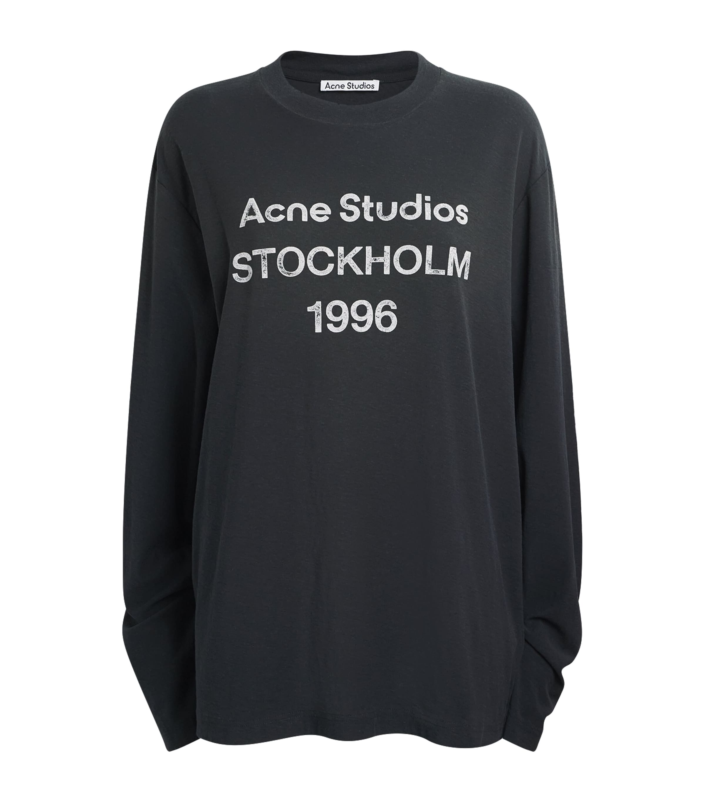 Acne Studios Womens Logo Long-Sleeve T-Shirt Faded Black