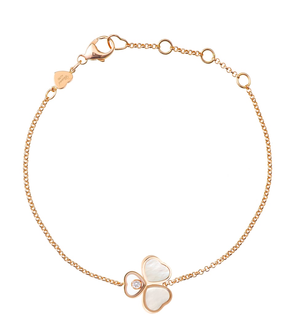 Rose Gold, Diamond and Mother-of-Pearl Happy Hearts Bracelet