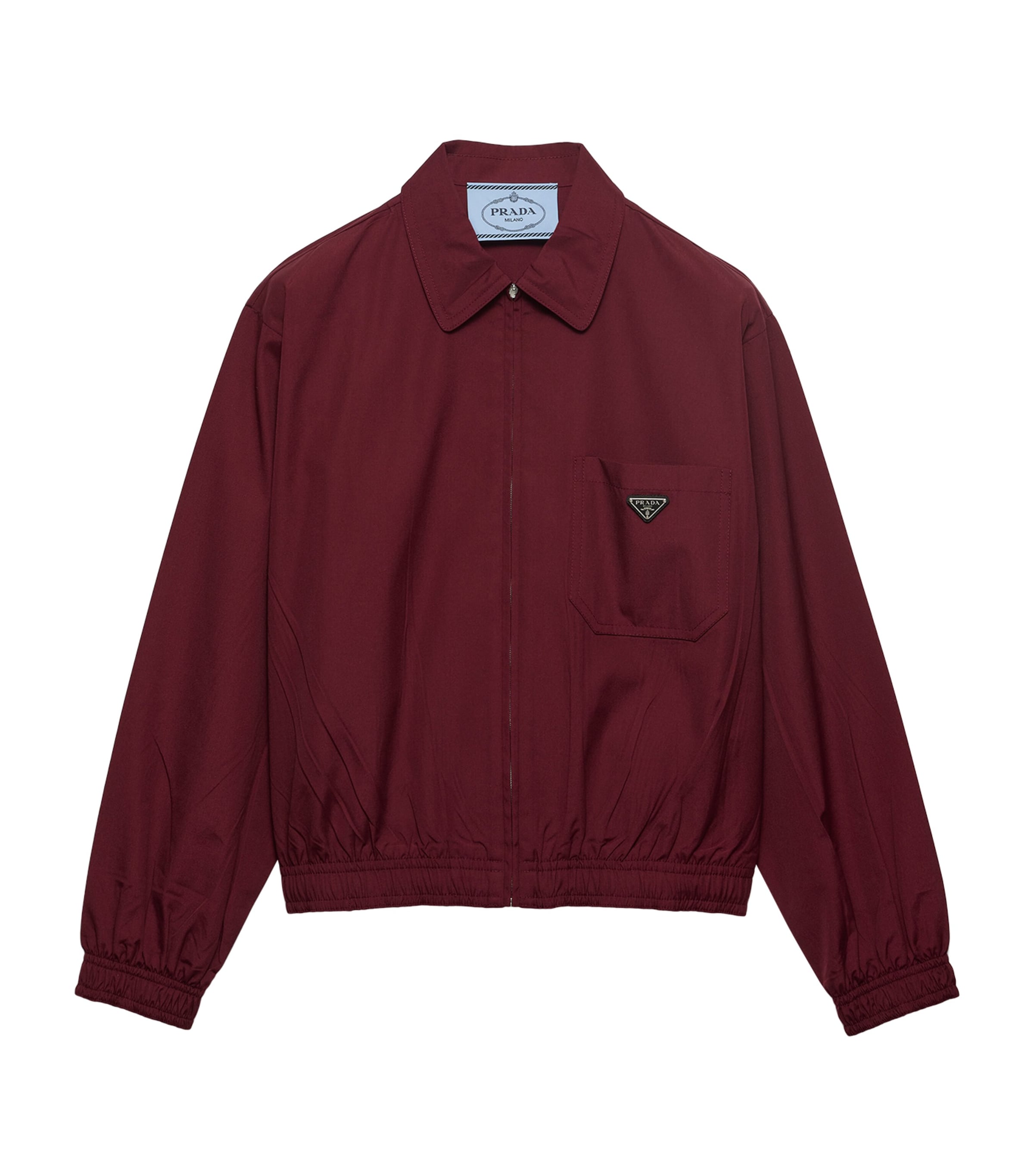 Prada Womens Poplin Logo Jacket Burgundy