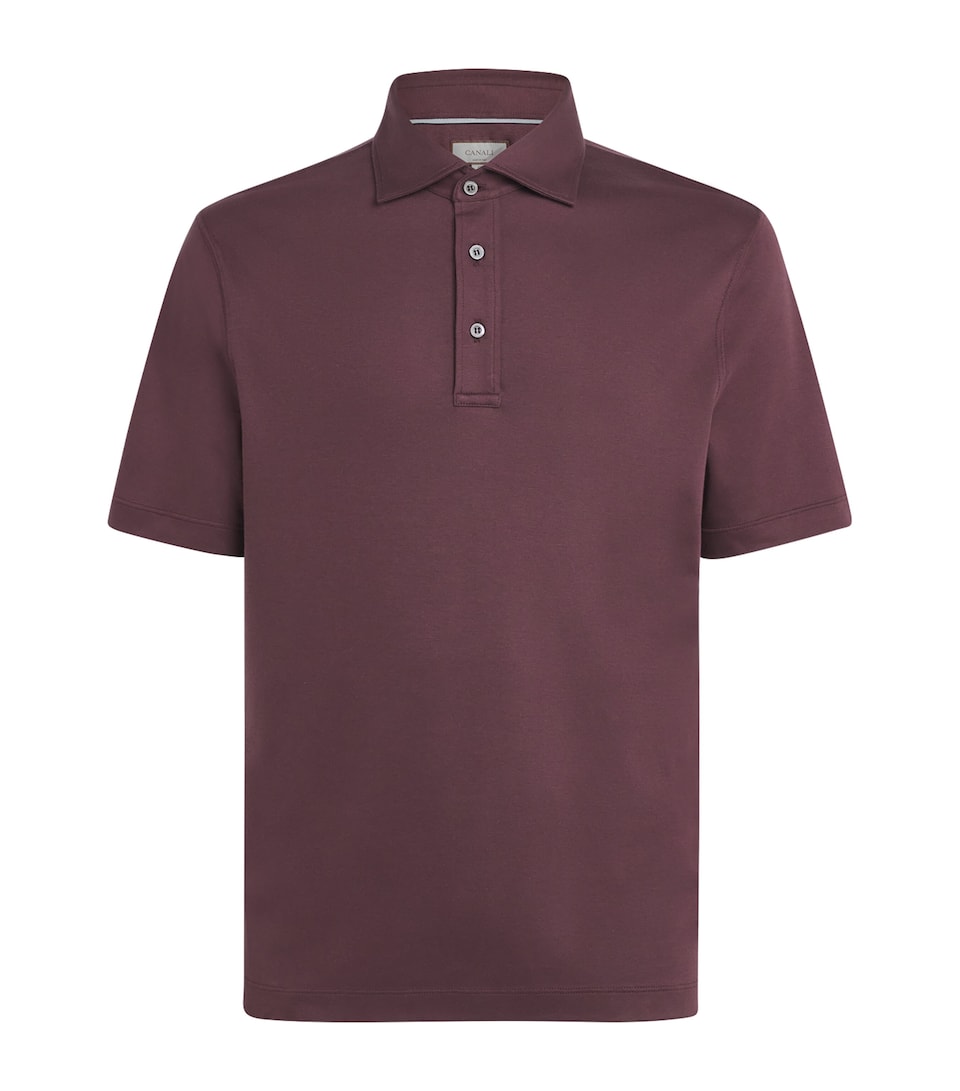 Canali Mens Cotton Polo Shirt Red