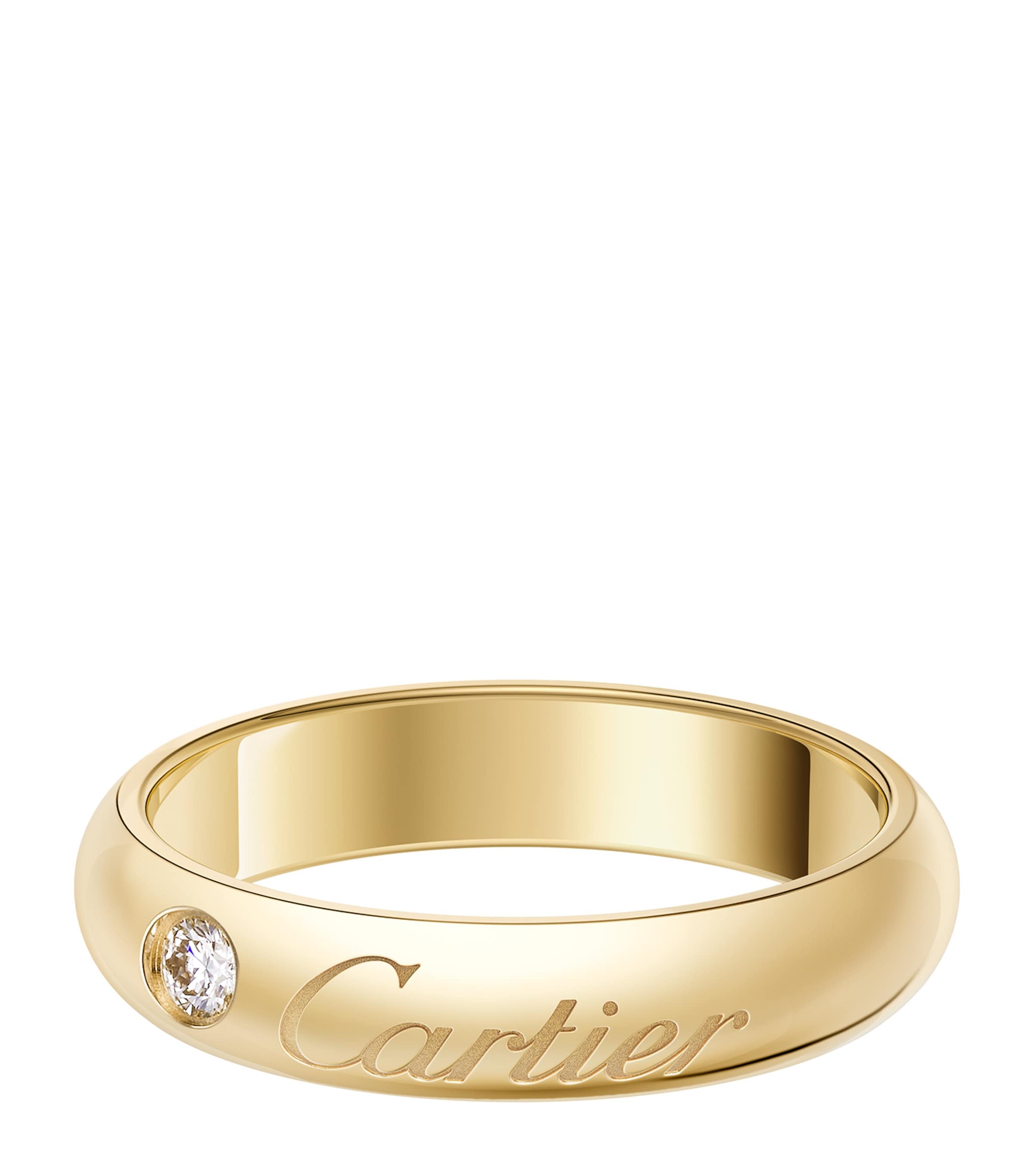 Yellow Gold and Diamond C de Cartier Curved Wedding Ring