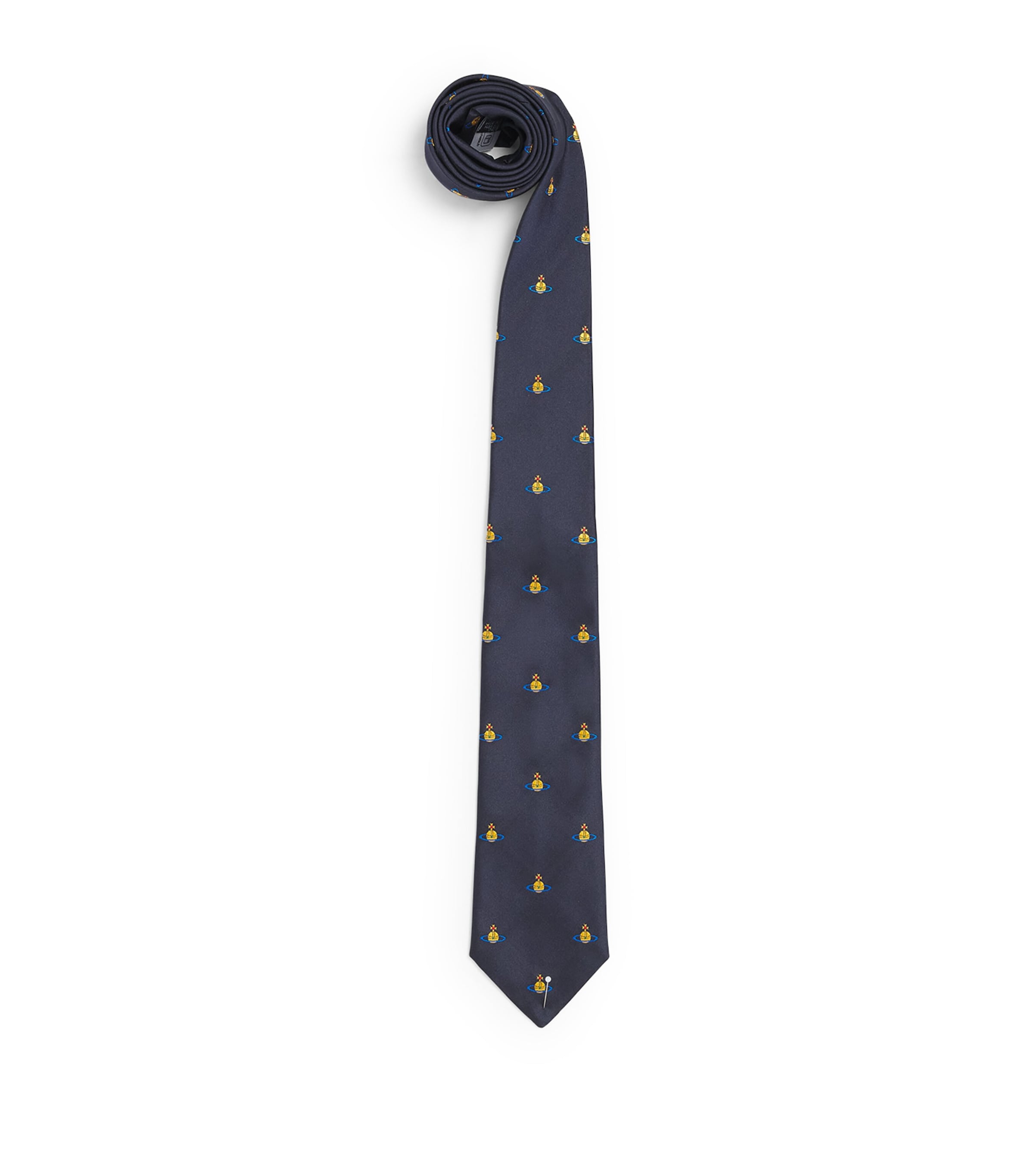 Vivienne Westwood Silk Orb Tie Dark Blue
