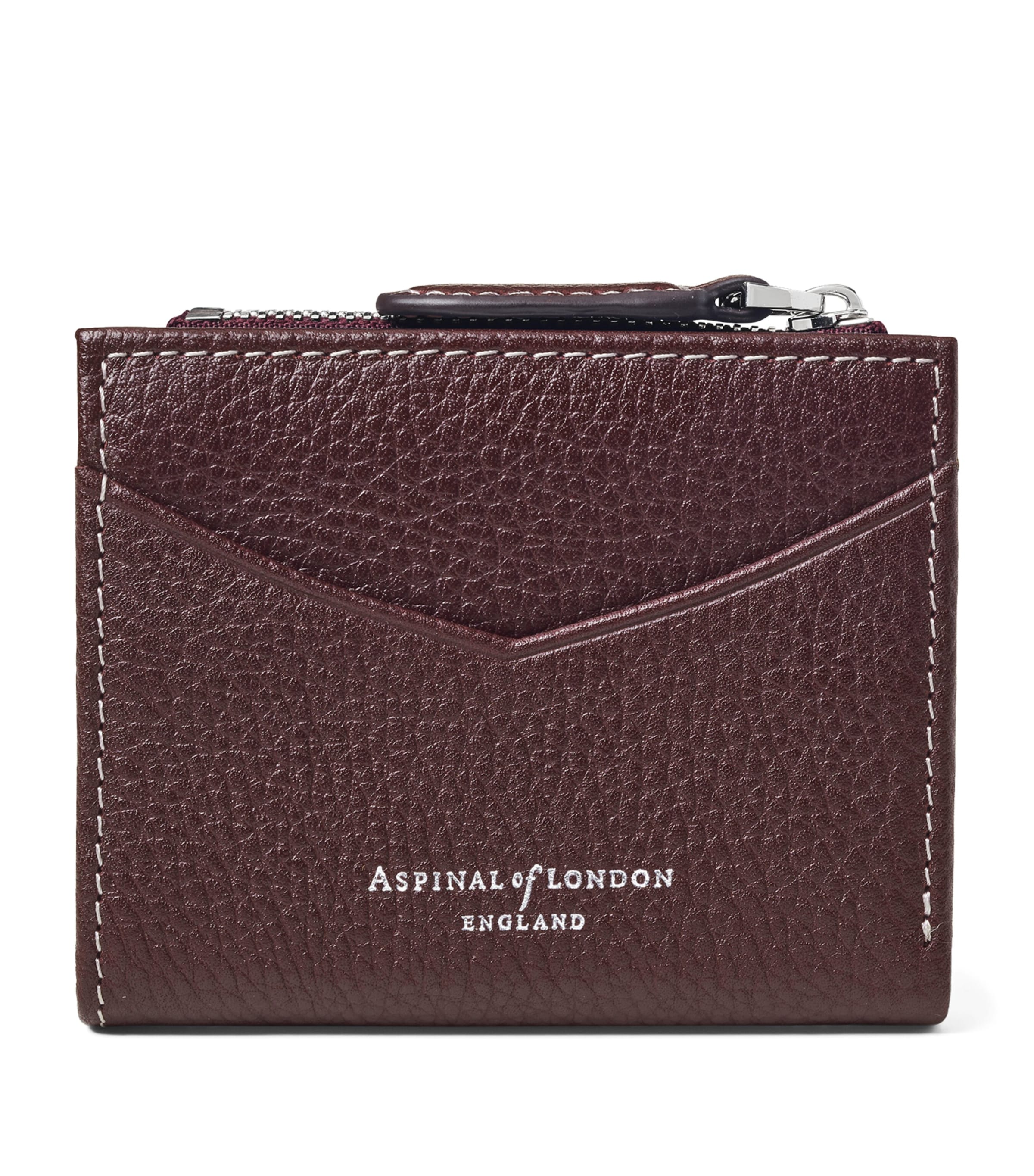 Aspinal Of London Leather Hudson Coin and Card Holder Wine