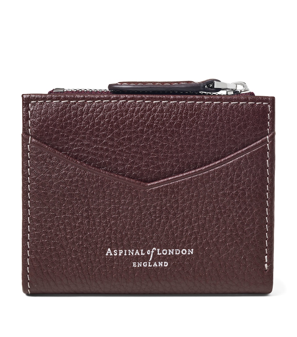 Aspinal Of London Leather Hudson Coin and Card Holder Wine