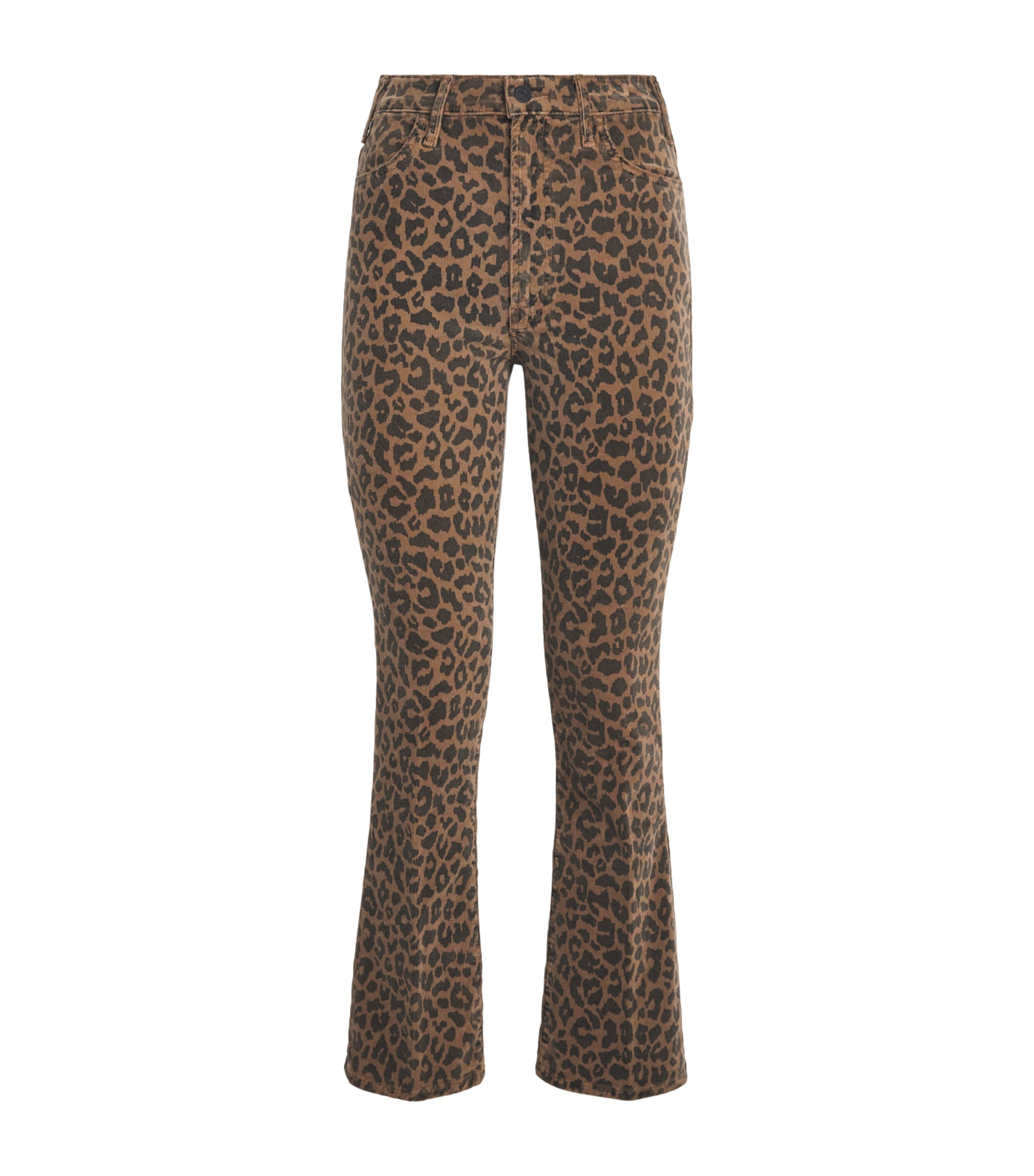 MOTHER Womens Cheetah Print The Hustler Flood Flared Jeans Leap Year