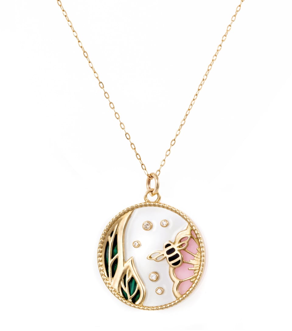 Yellow Gold and Diamond Love Spring Pendant Necklace