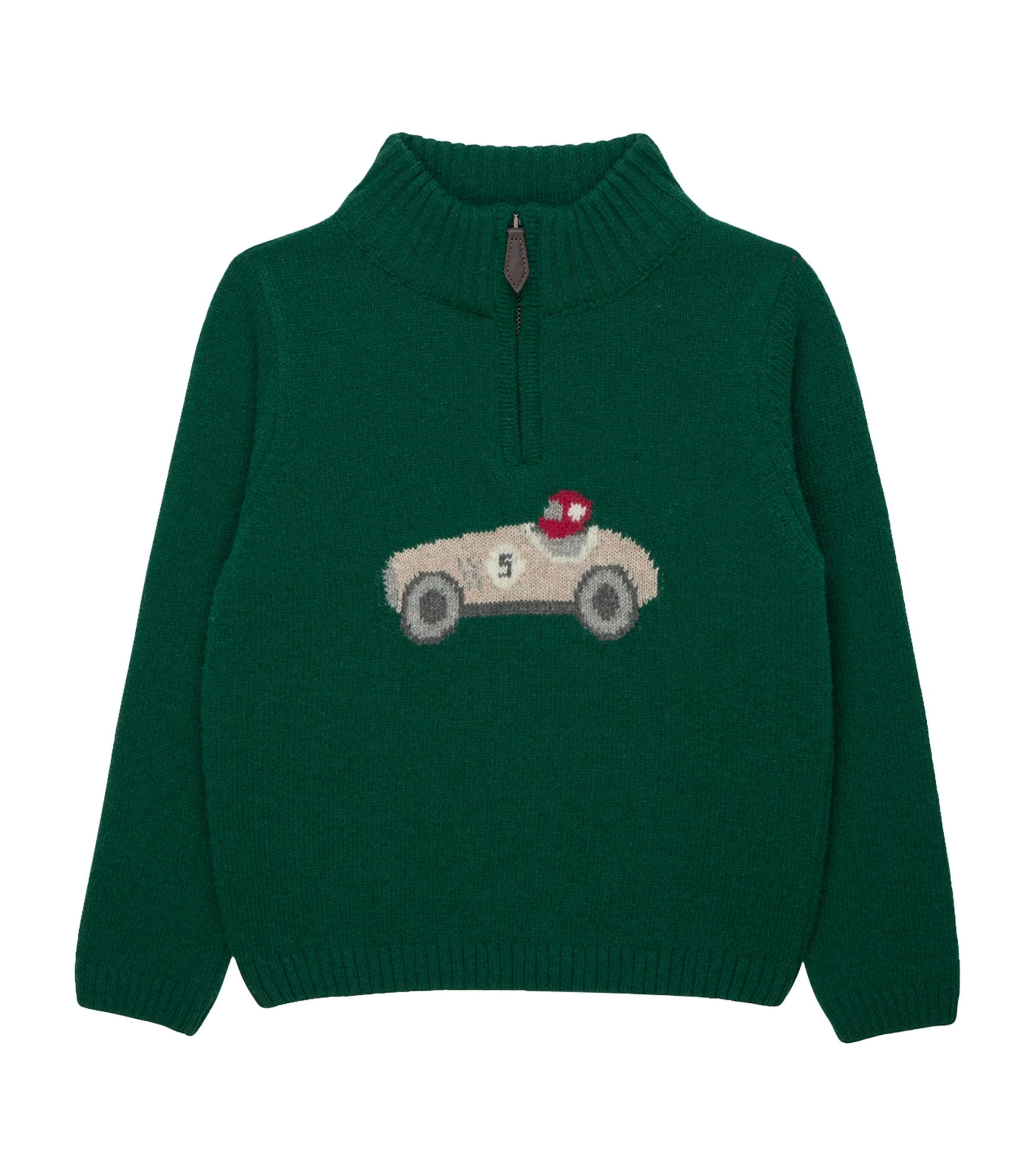 Trotters Wool-Blend Half-Zip Henry Sweater (6-11 Years) Green