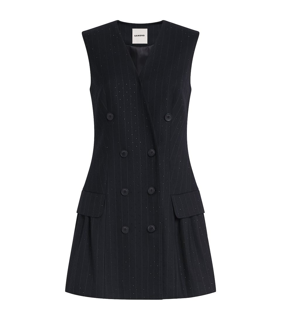 Embellished Pinstripe Mini Dress