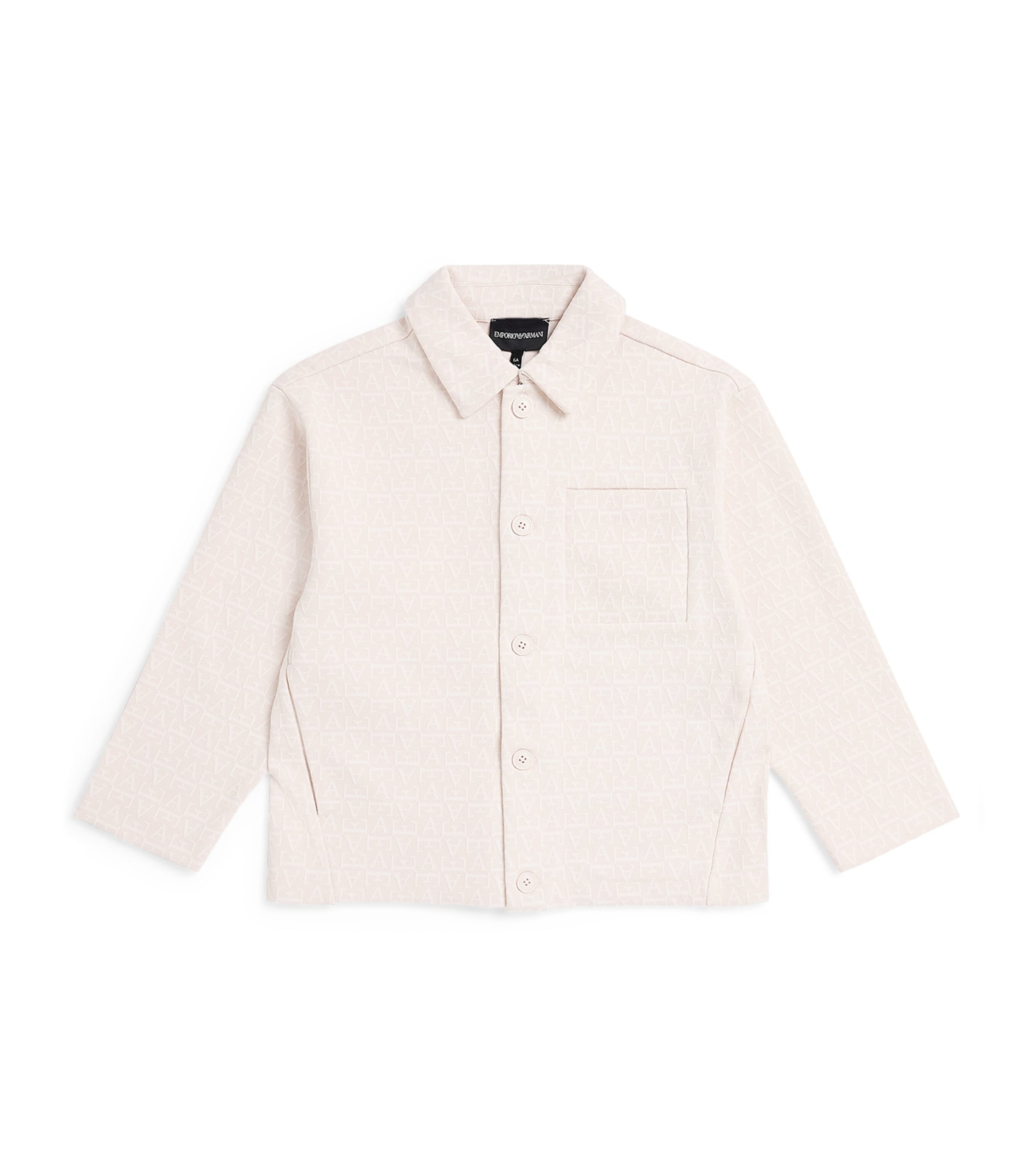 Emporio Armani Kids Cotton Jacquard Shirt (4-16 Years) White Sand