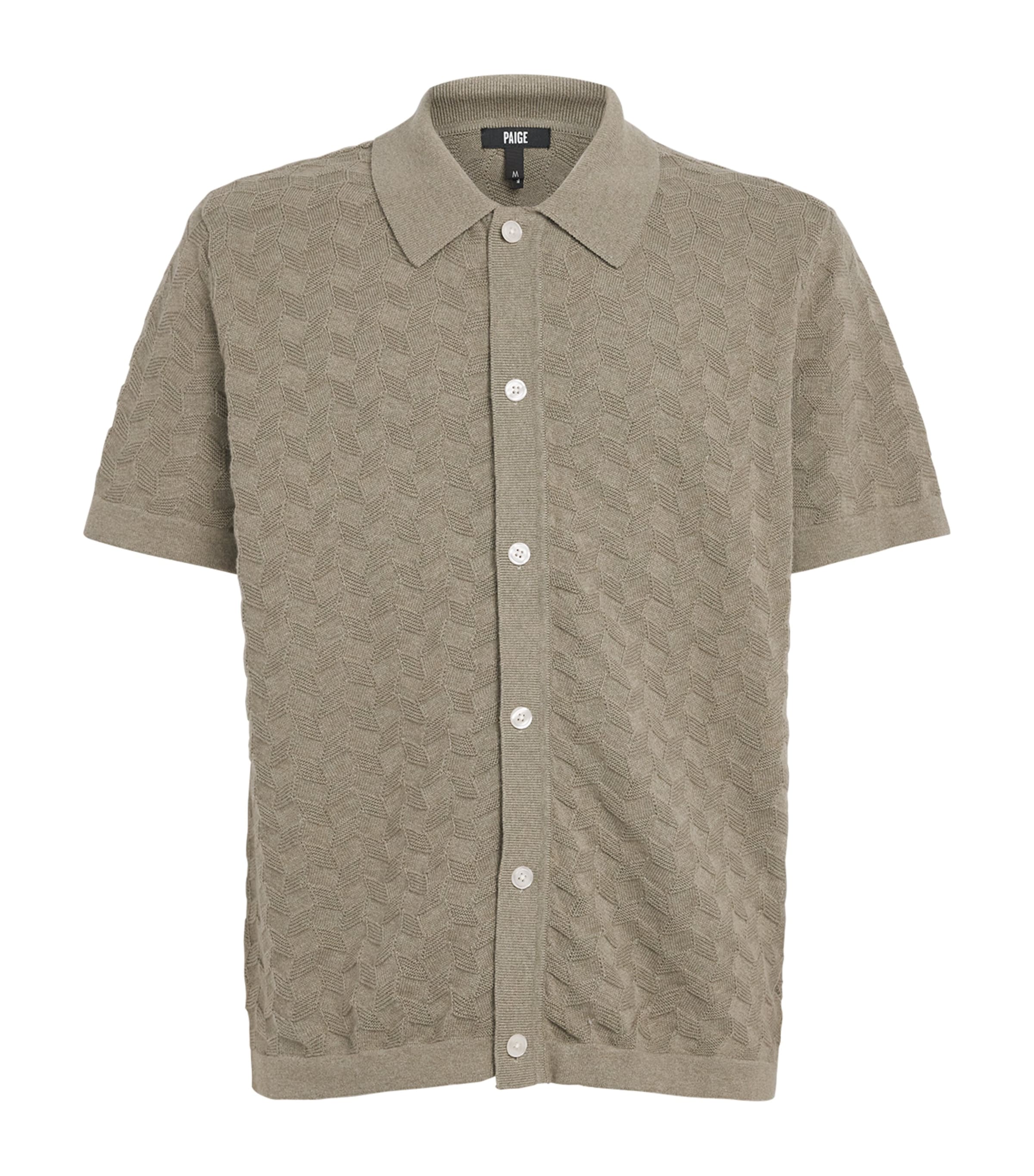 PAIGE Mens Cotton-Linen Mendez Shirt Dried Lemongrass