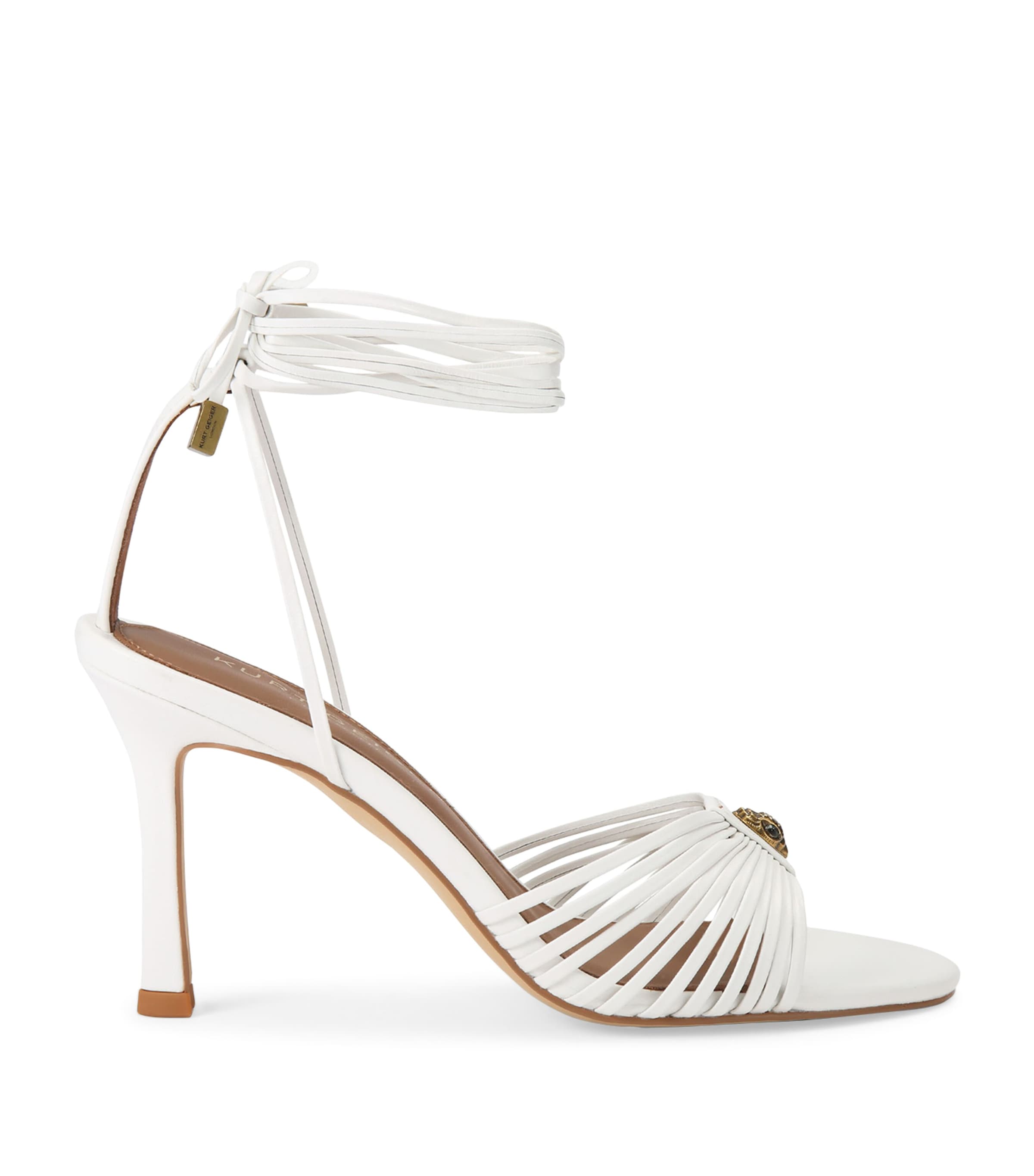 Kurt Geiger London Leather Embellished Heeled Sandals White