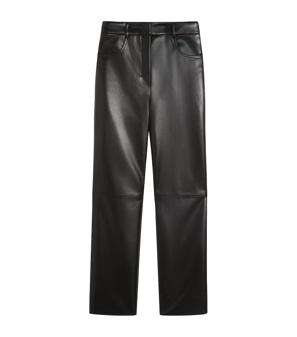 Faux Leather Wide-Leg Trousers