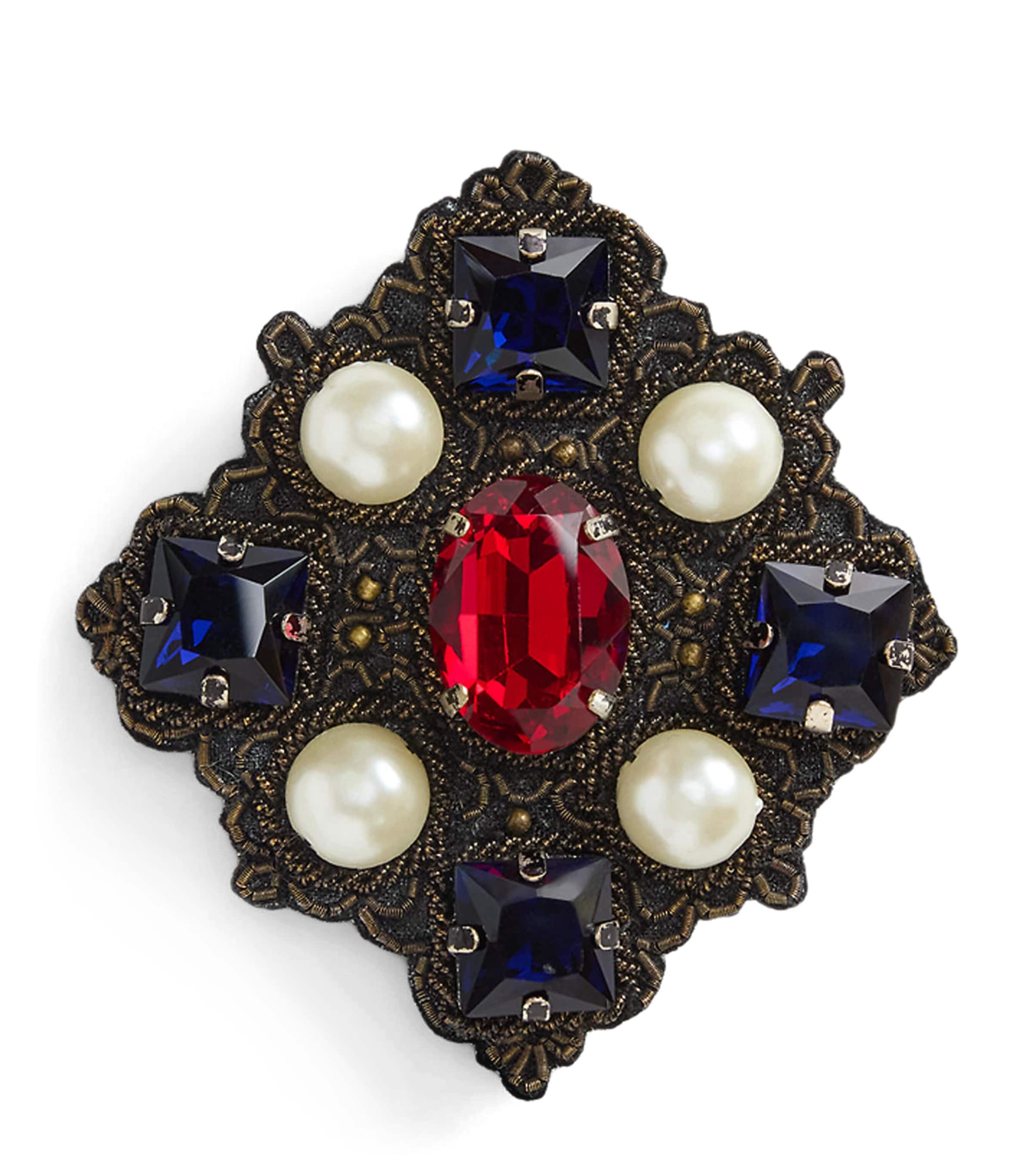 Ralph Lauren Collection Antiqued Pearl & Stone Flat Brooch