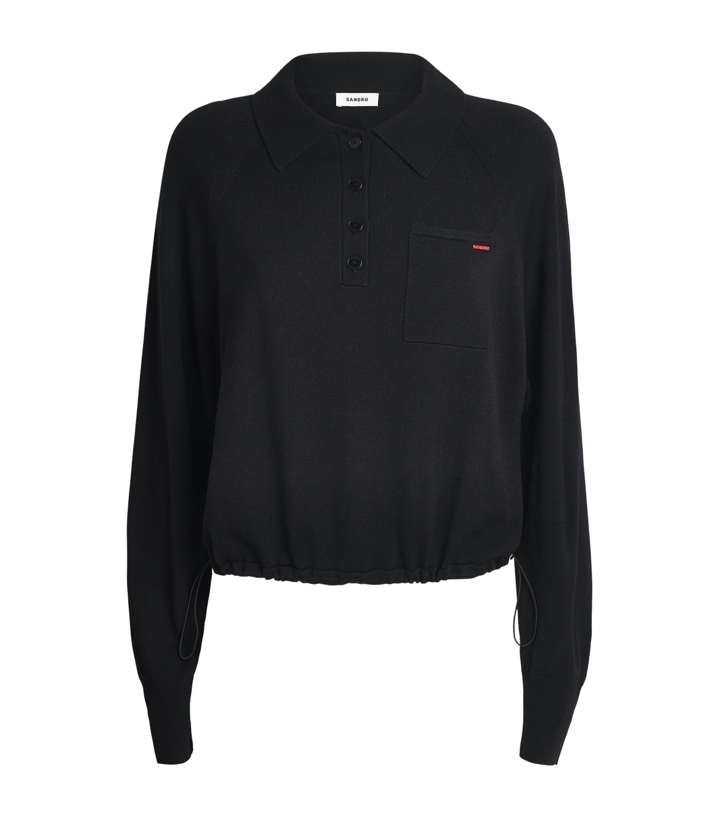 Sandro Paris Womens Wool-Blend Polo Sweater Black
