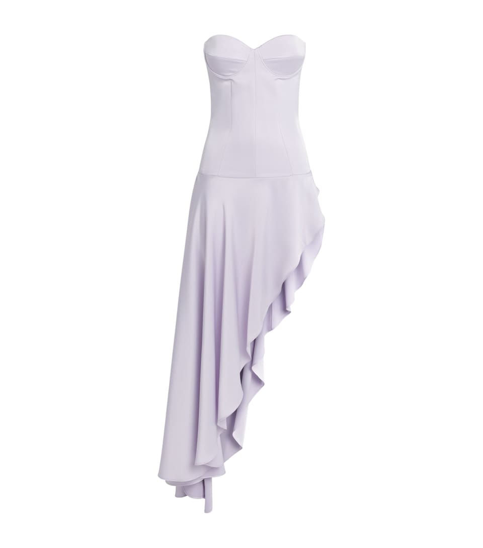 Alex Perry Womens Satin Strapless Asymmetric Midi Dress Lavender
