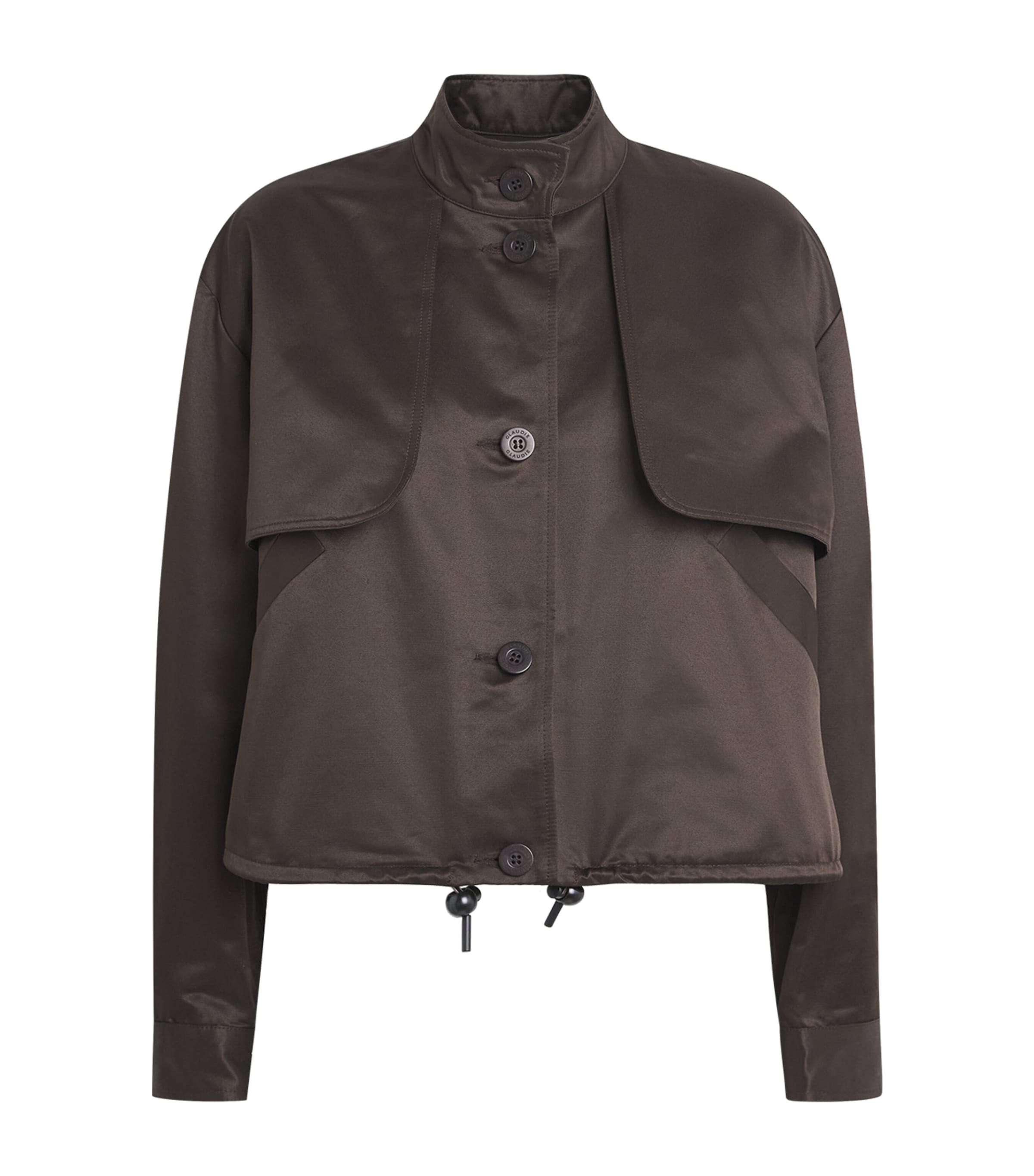 Claudie Pierlot Womens Satin-Effect Wide-Fit Jacket Brown
